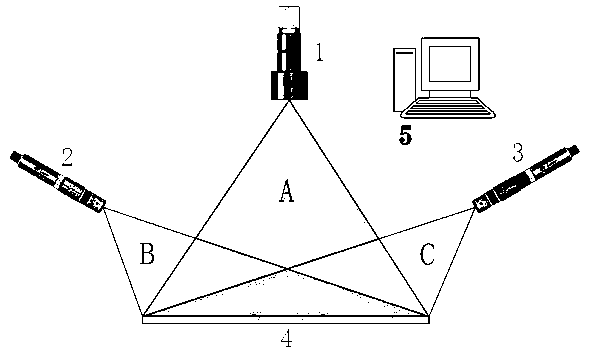 Laser-based large-area glass plate local convex-concave defect detection method