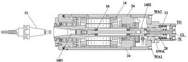 A high-speed automatic tool-changing electric spindle using a non-contact rotary joint