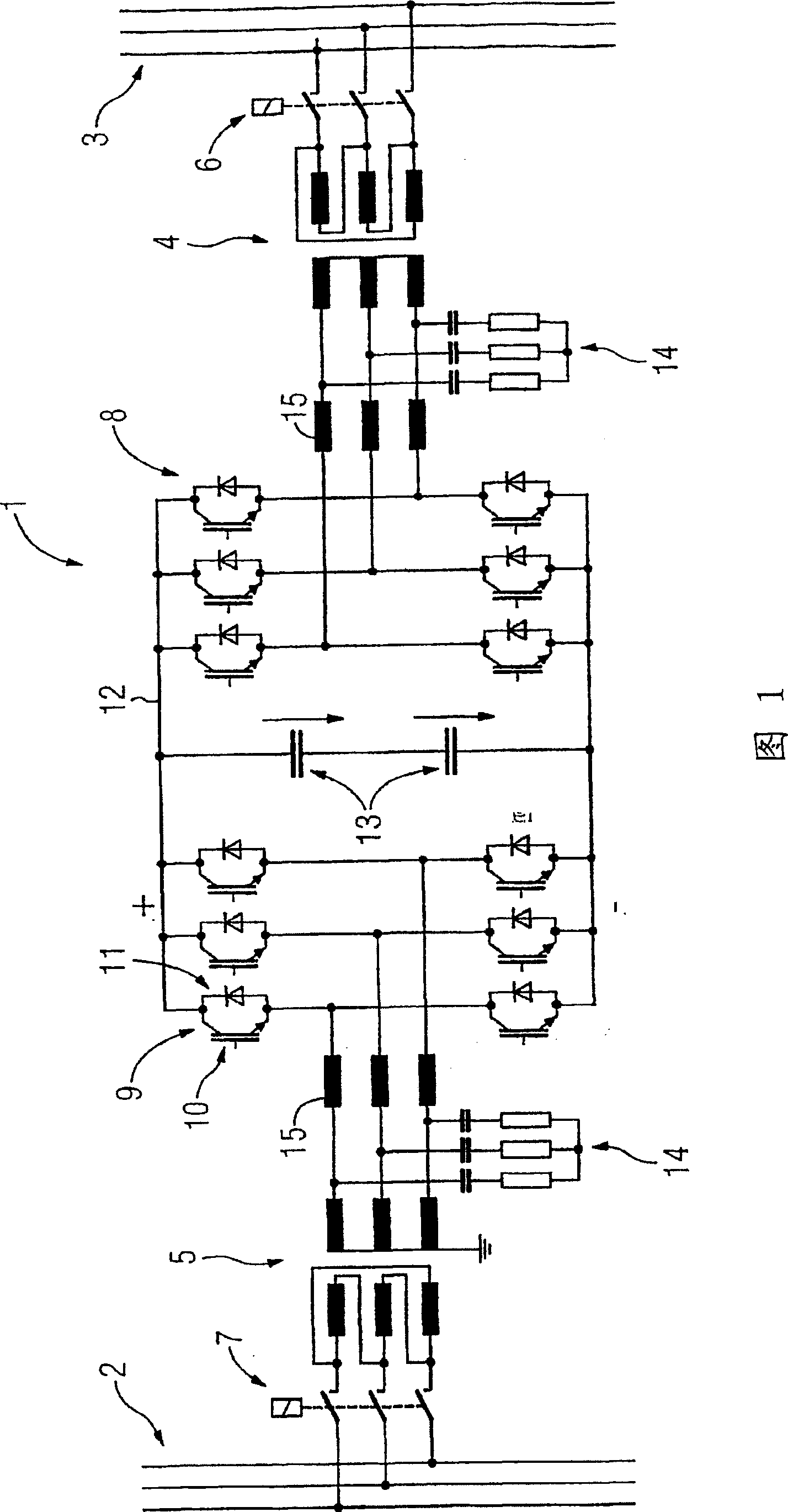 Method for controlling an converter that is connected to a direct-current source