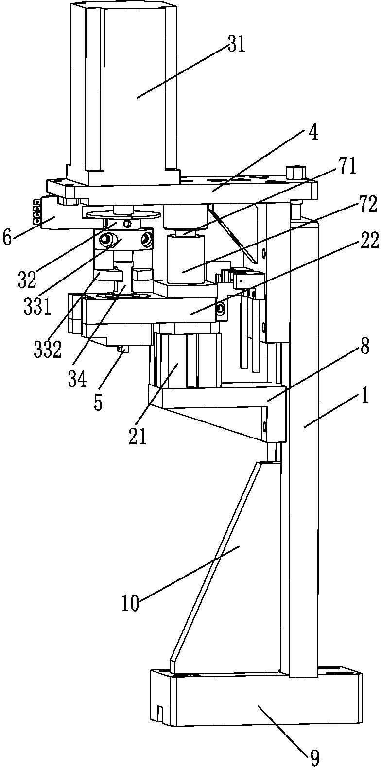 Chip turning device for surface-mounted device (SMD) light-emitting diode (LED) patch light splitting machine