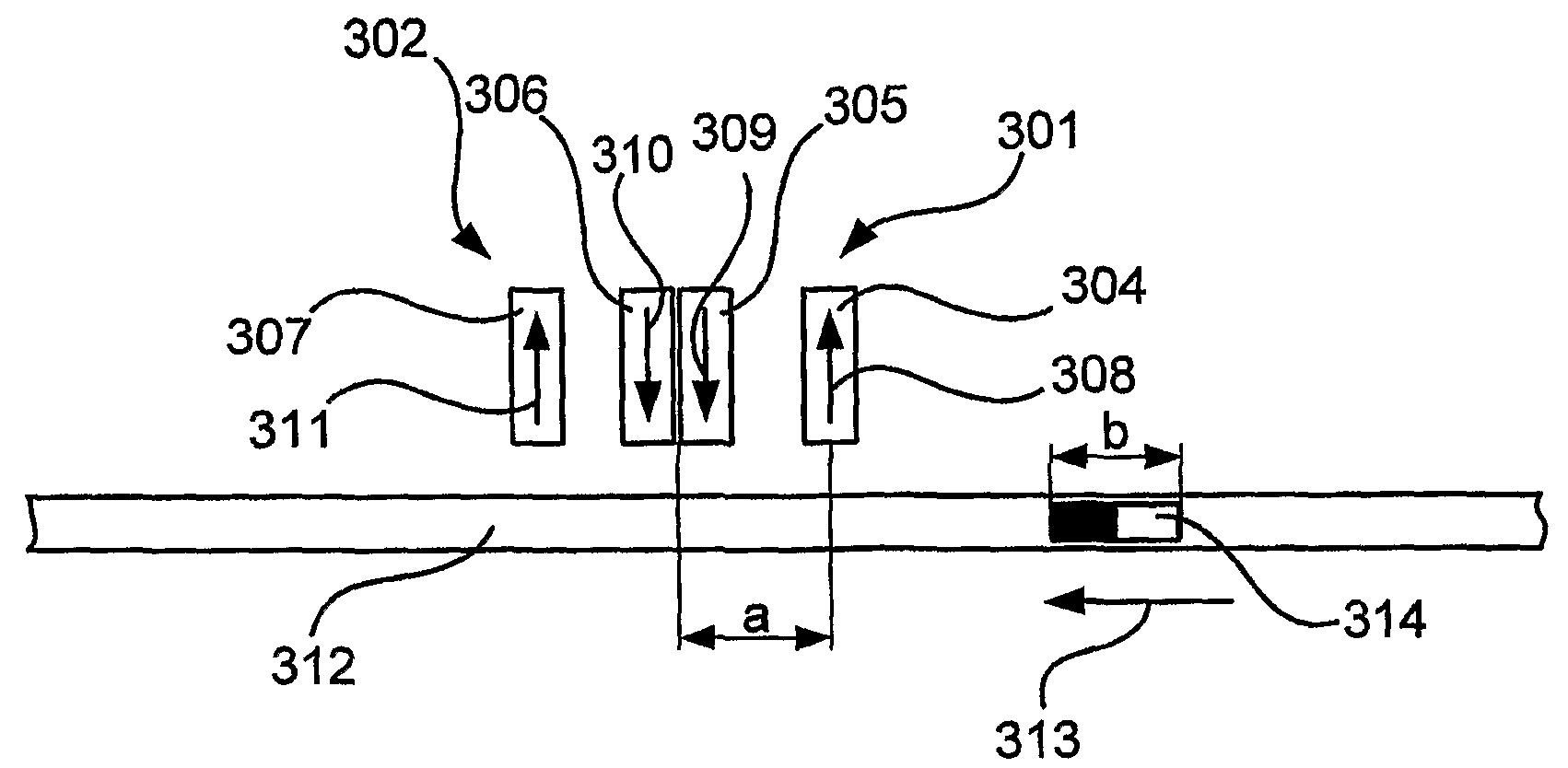 Position Detector and Method for Detecting a Position of a Packaging Material with Magnetic Marking