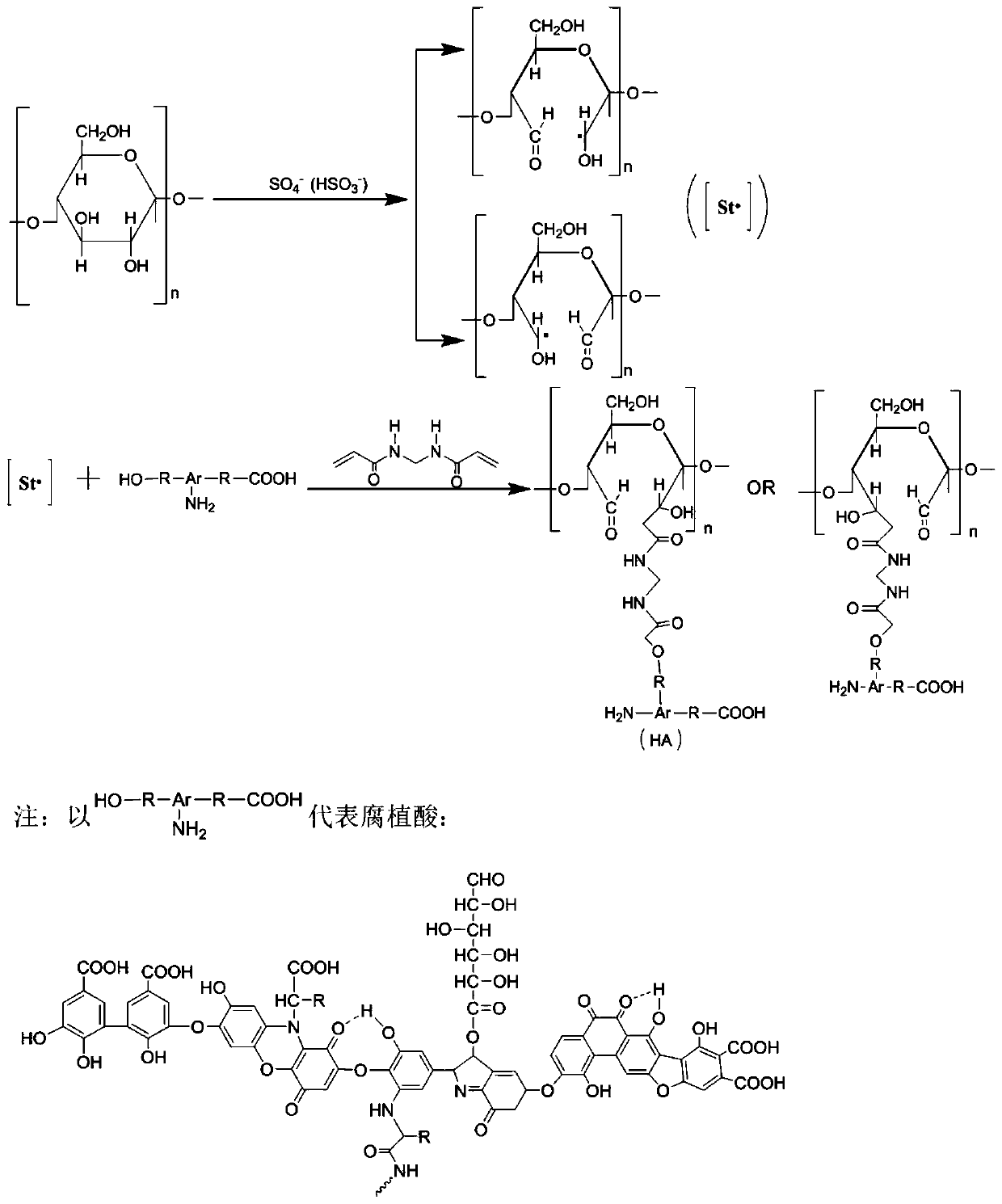 HA (humic acid)/starch polymer and composite microsphere and preparation methods thereof