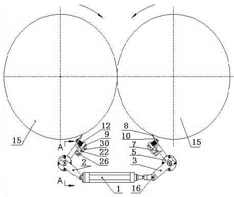 Pneumatic scraper mechanism capable of automatically regulating degree of parallelism between milling roll bus and scraper blade surface