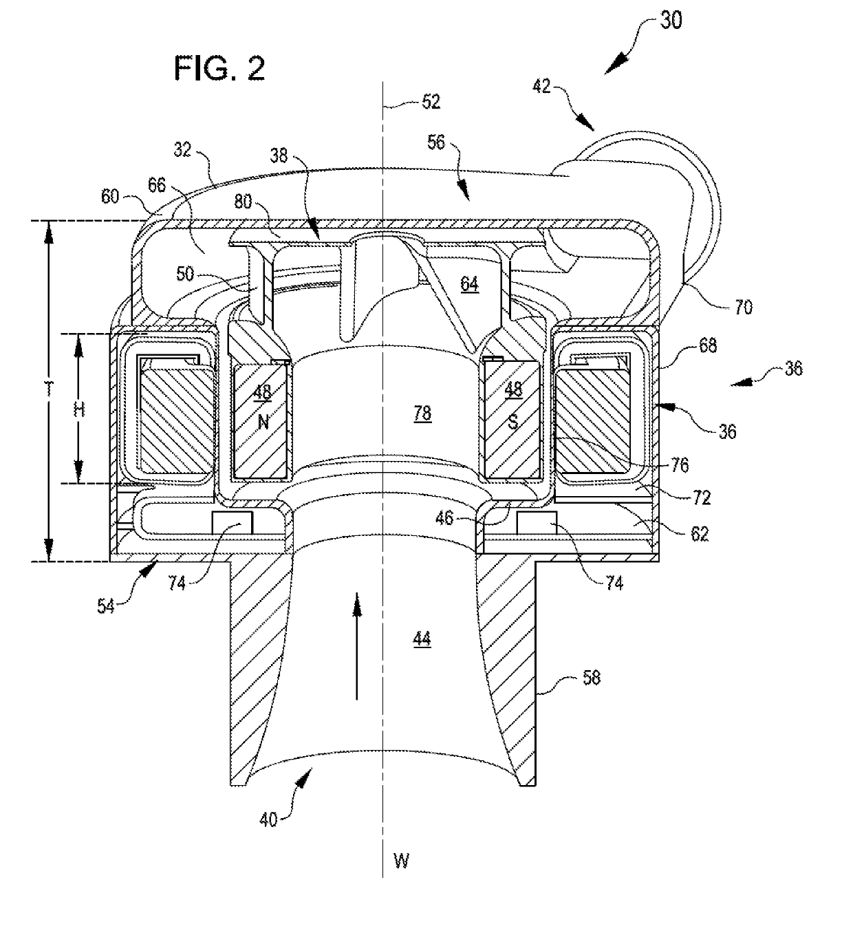 Bearingless implantable blood pump