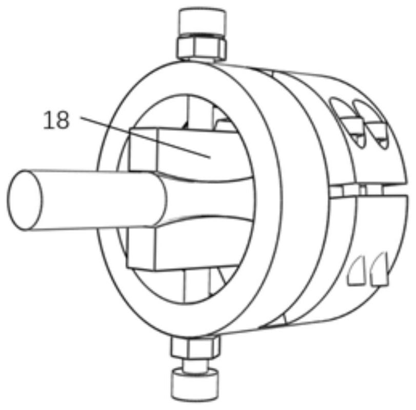 A fretting fatigue test device for high temperature rotary bending fatigue testing machine