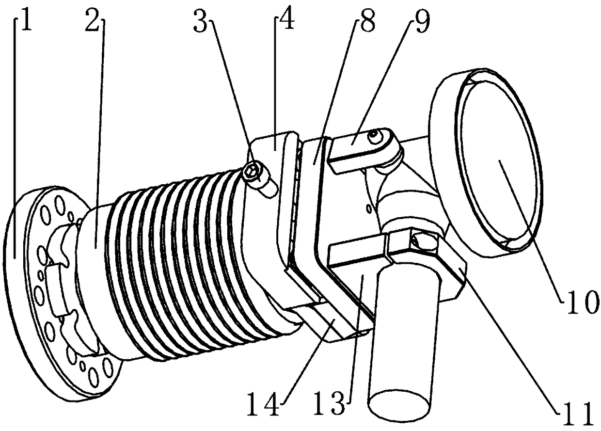 A flexible grinding angle grinder device for the end of a robot