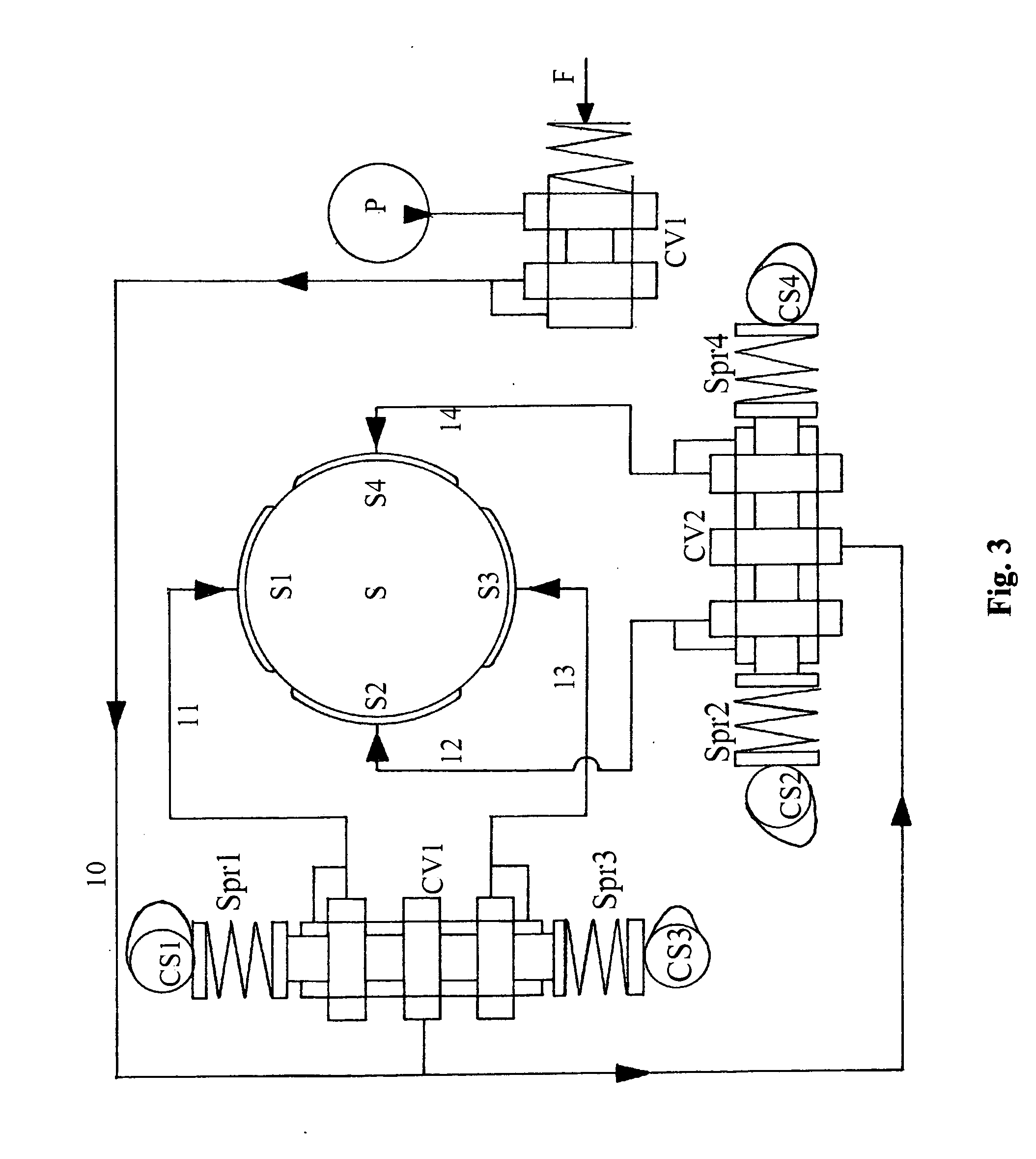 Active hydrostatic bearing, particularly for internal combustion reciprocating engines, a fluid handling system associted therewith, and method