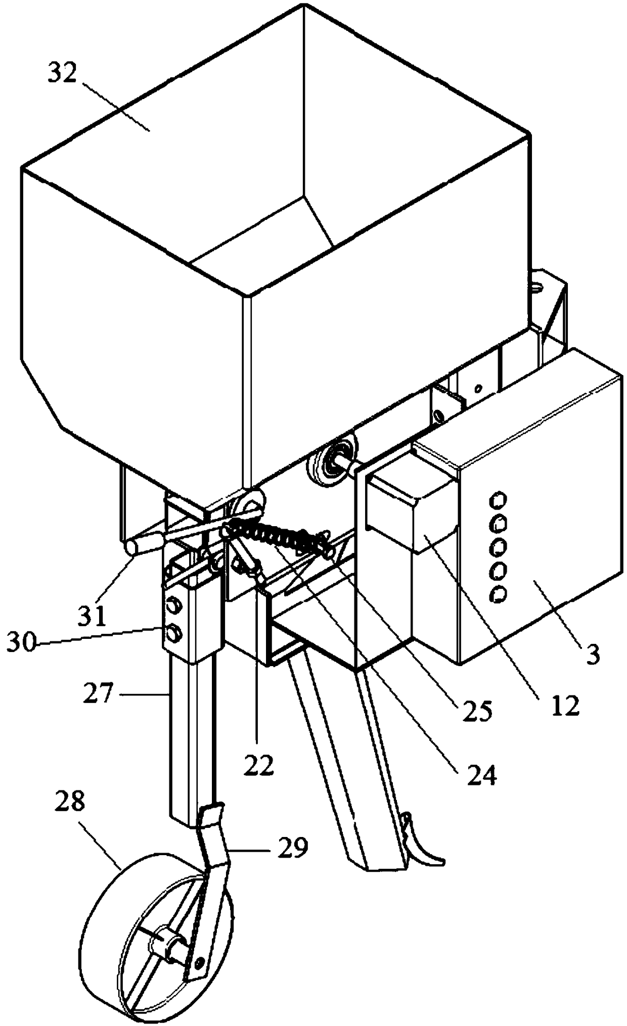 Furrowing, fertilization and earthing integrated machine for banana plantation