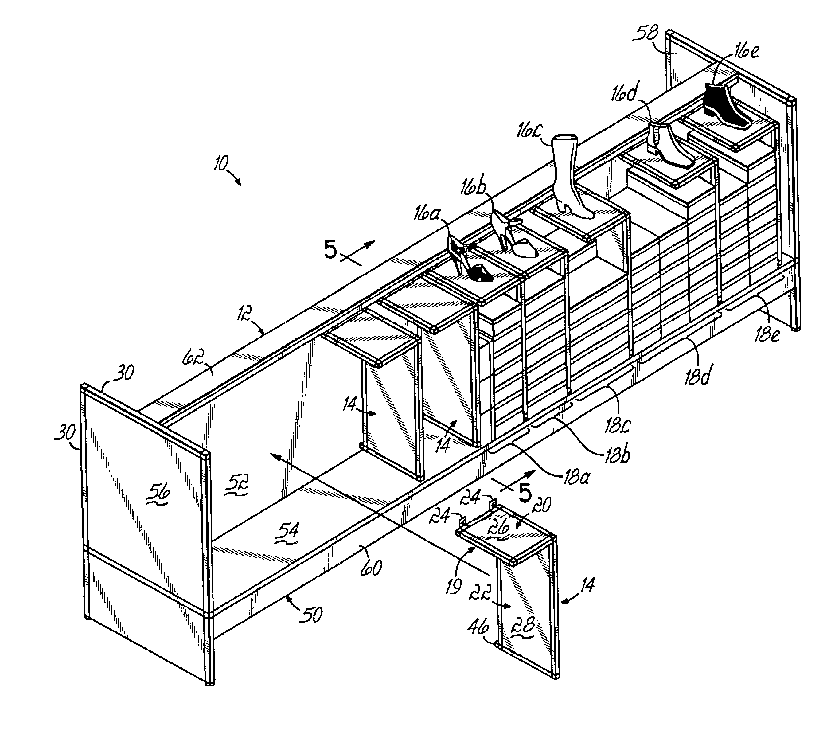 Modular footwear display and storage system and method