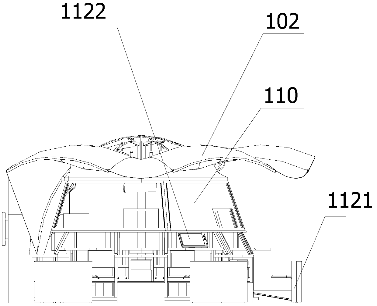 A kiosk capable of realizing automatic lifting of blades and its automatic lifting method