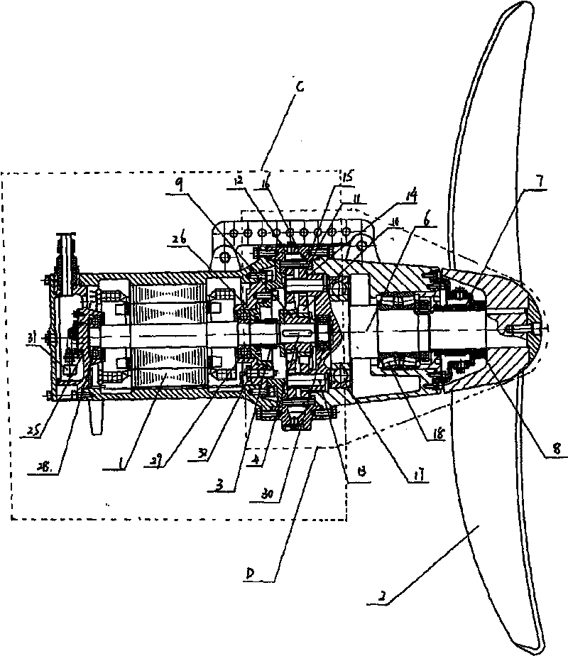 Direct-connected swing spider immersible impeller of motor