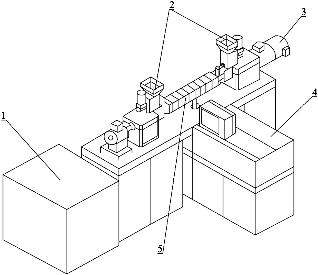 Balanced three-screw vibration force field reinforced plasticizing mixing extrusion method and equipment