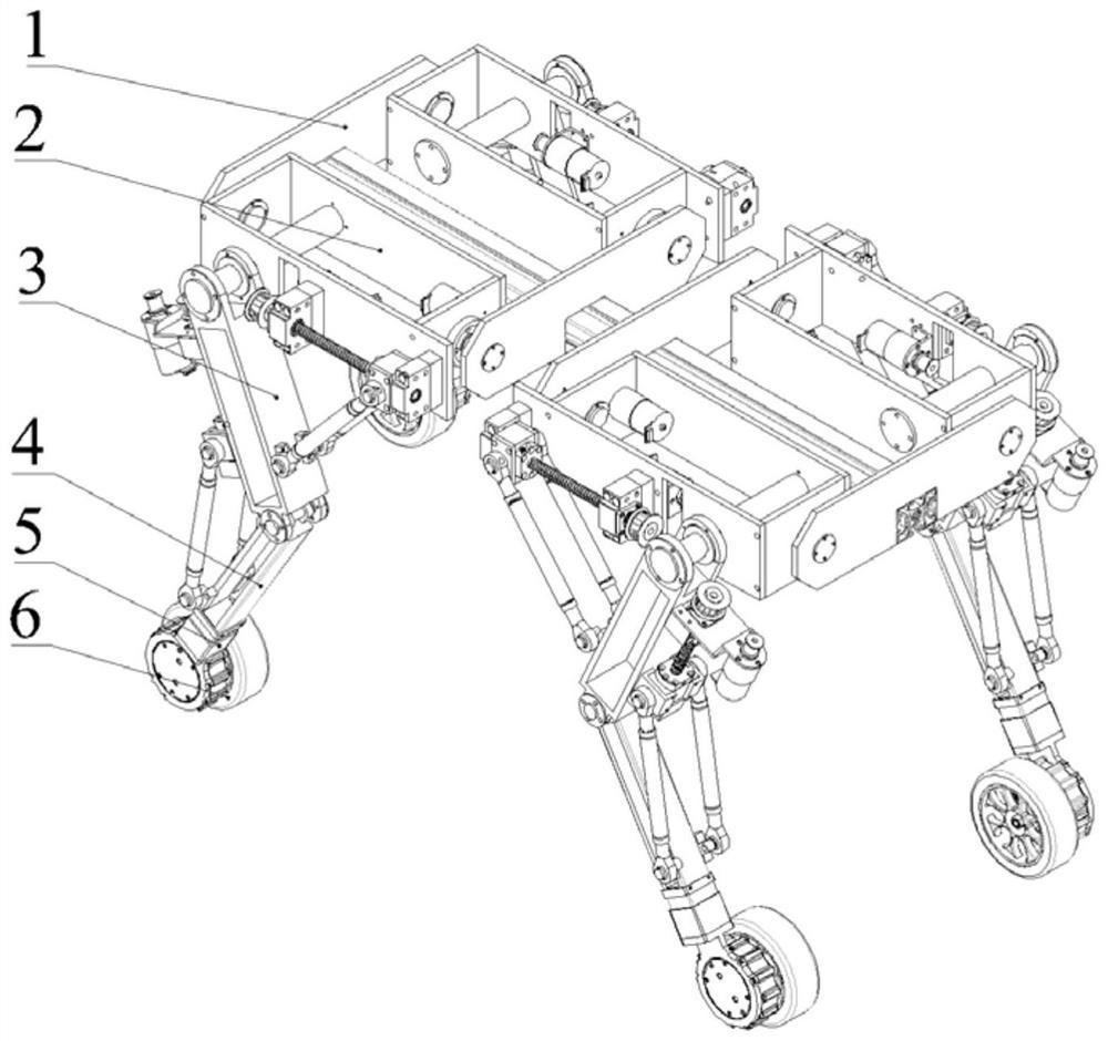 A wheeled robot leg system with shock absorption function