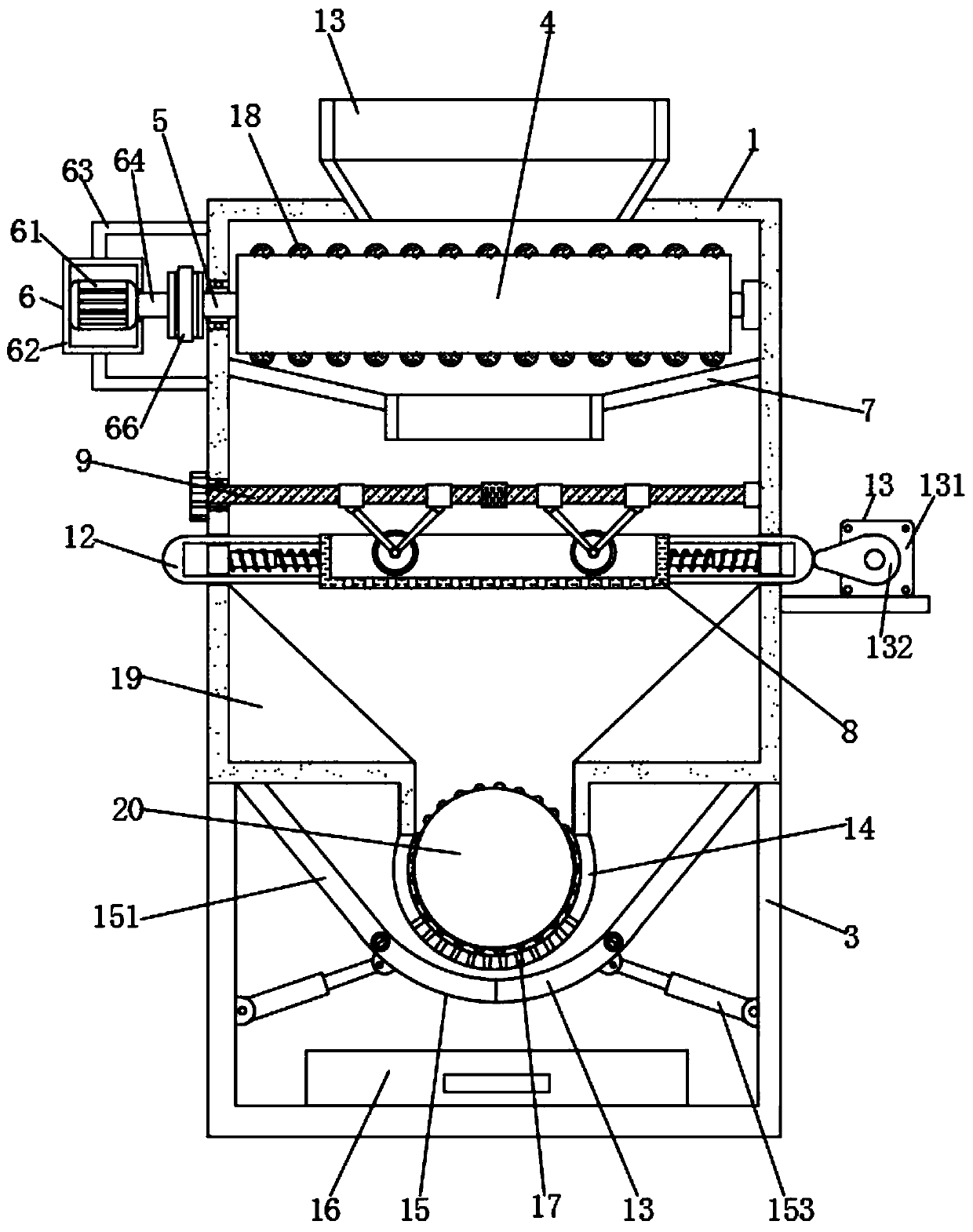 Chinese herbal medicine grinding and pulverizing device