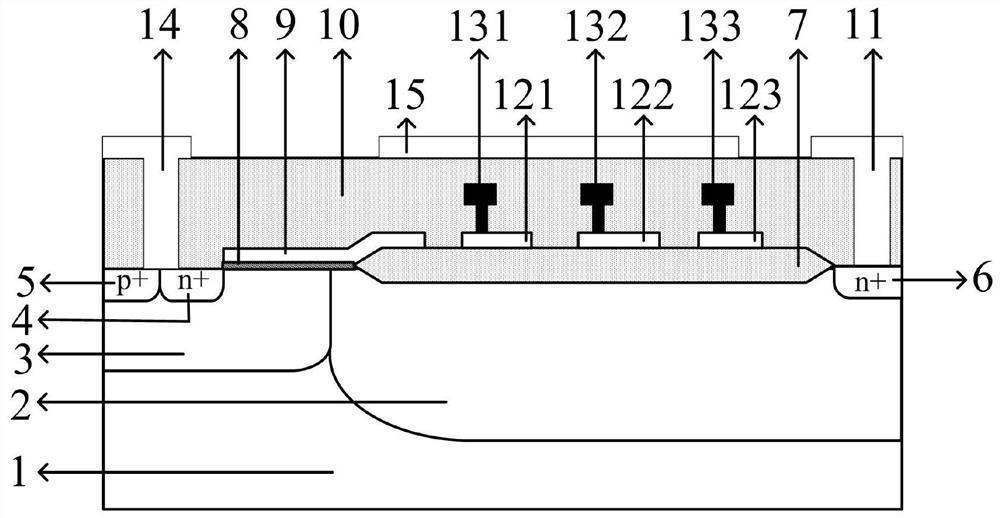 Lateral double diffused metal oxide semiconductor field effect transistor with potential floating field plate