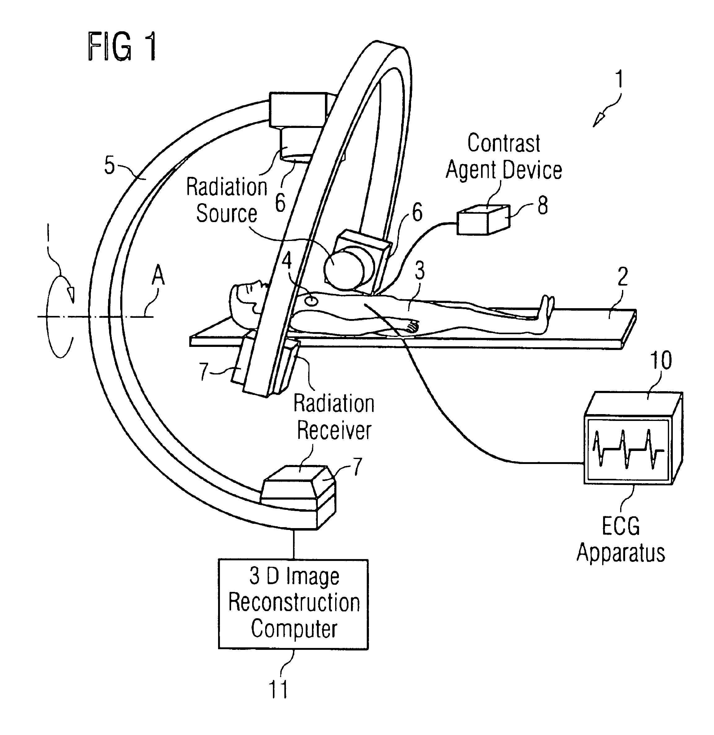 Method and apparatus for three-dimensional imaging of a moving examination subject, particularly for heart imaging