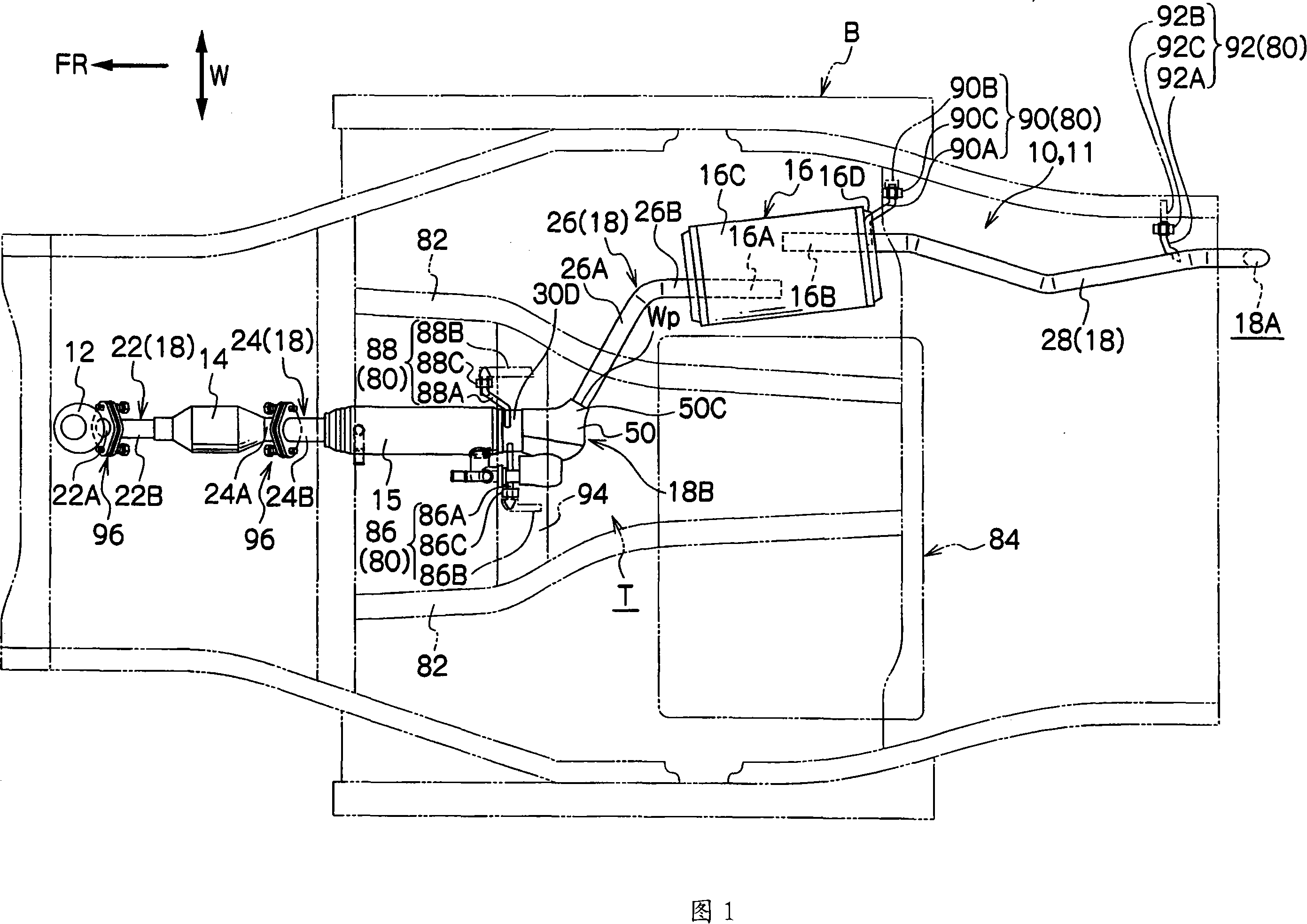 Vehicle exhaust system structure