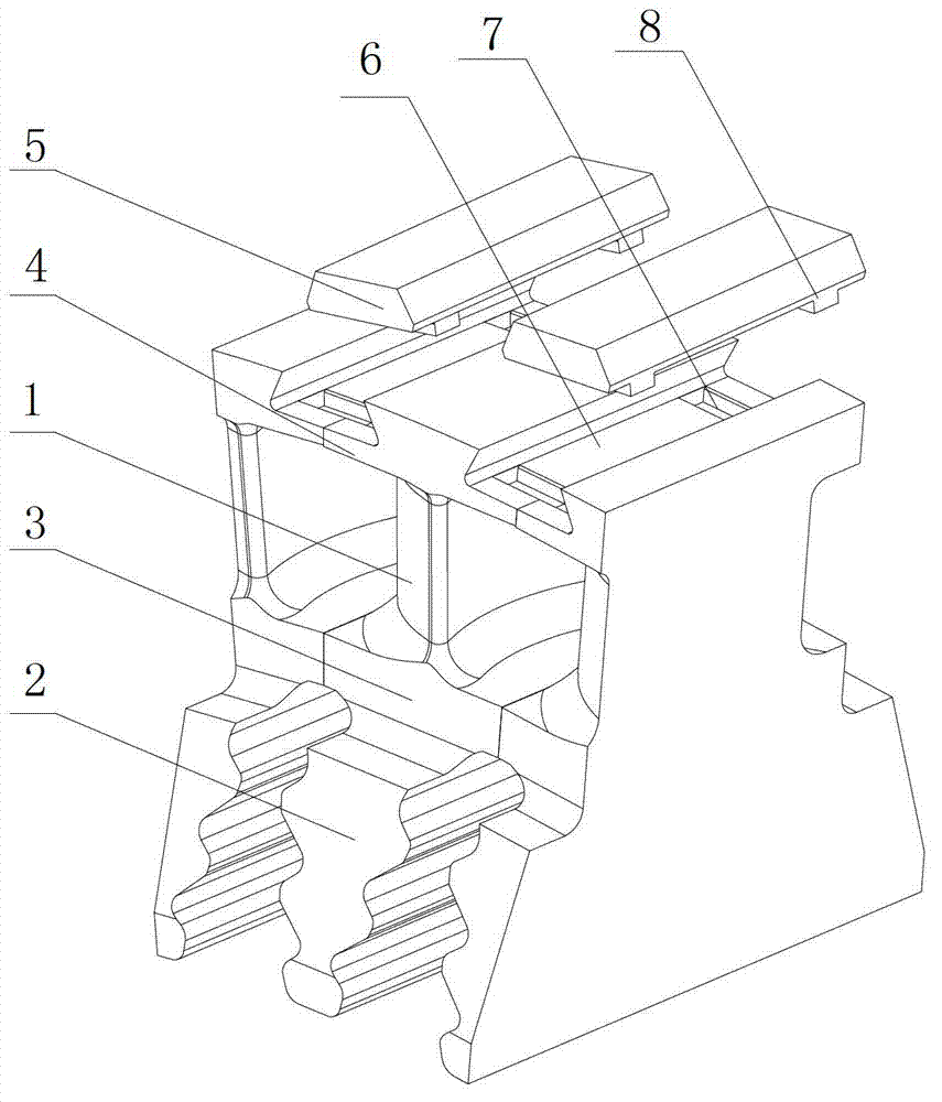 Damp lashing strip structure of industrial steam turbine high load short vane