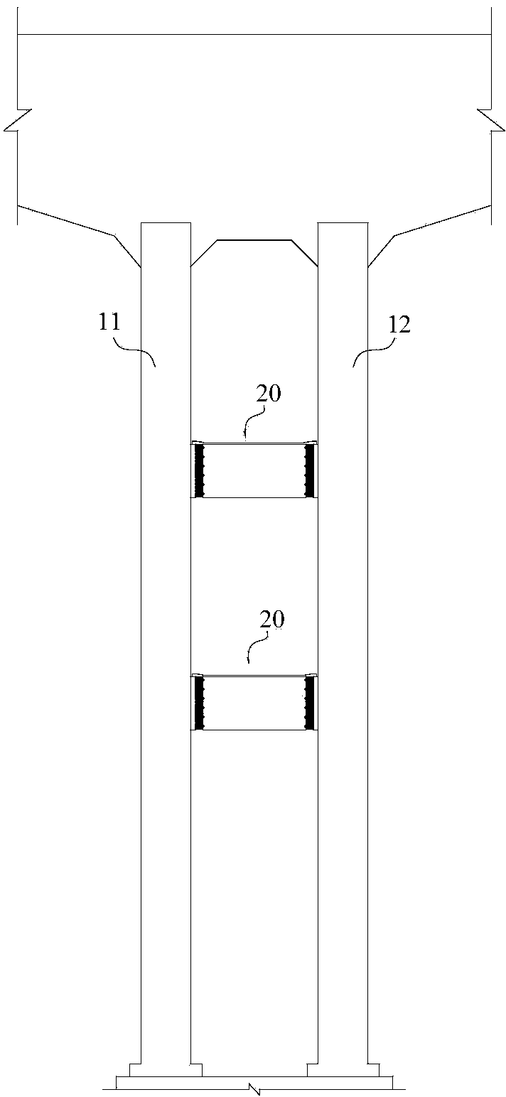 Earthquake energy dissipation structure of multi-pillar pier