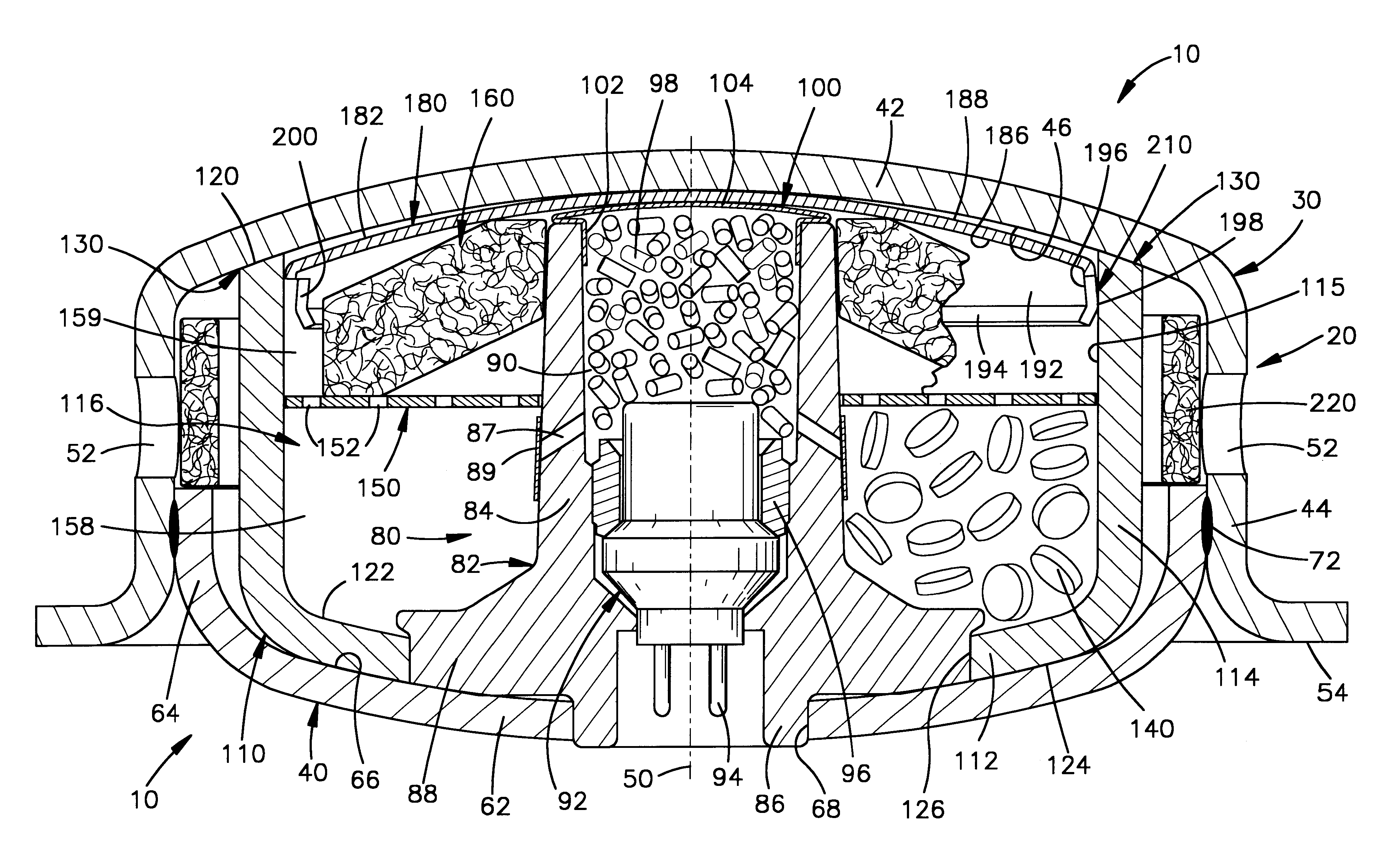 Air bag inflator with pressure regulation