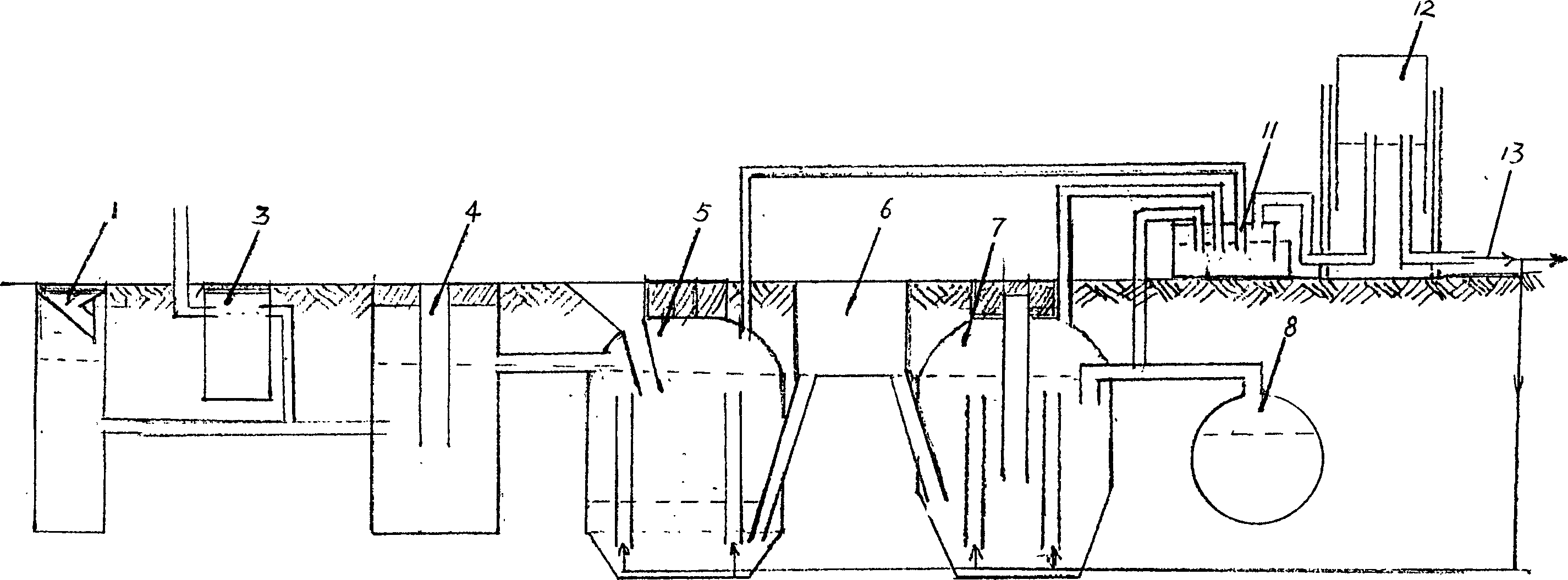 Method and apparatus for treating sewage and recovering marsh gas