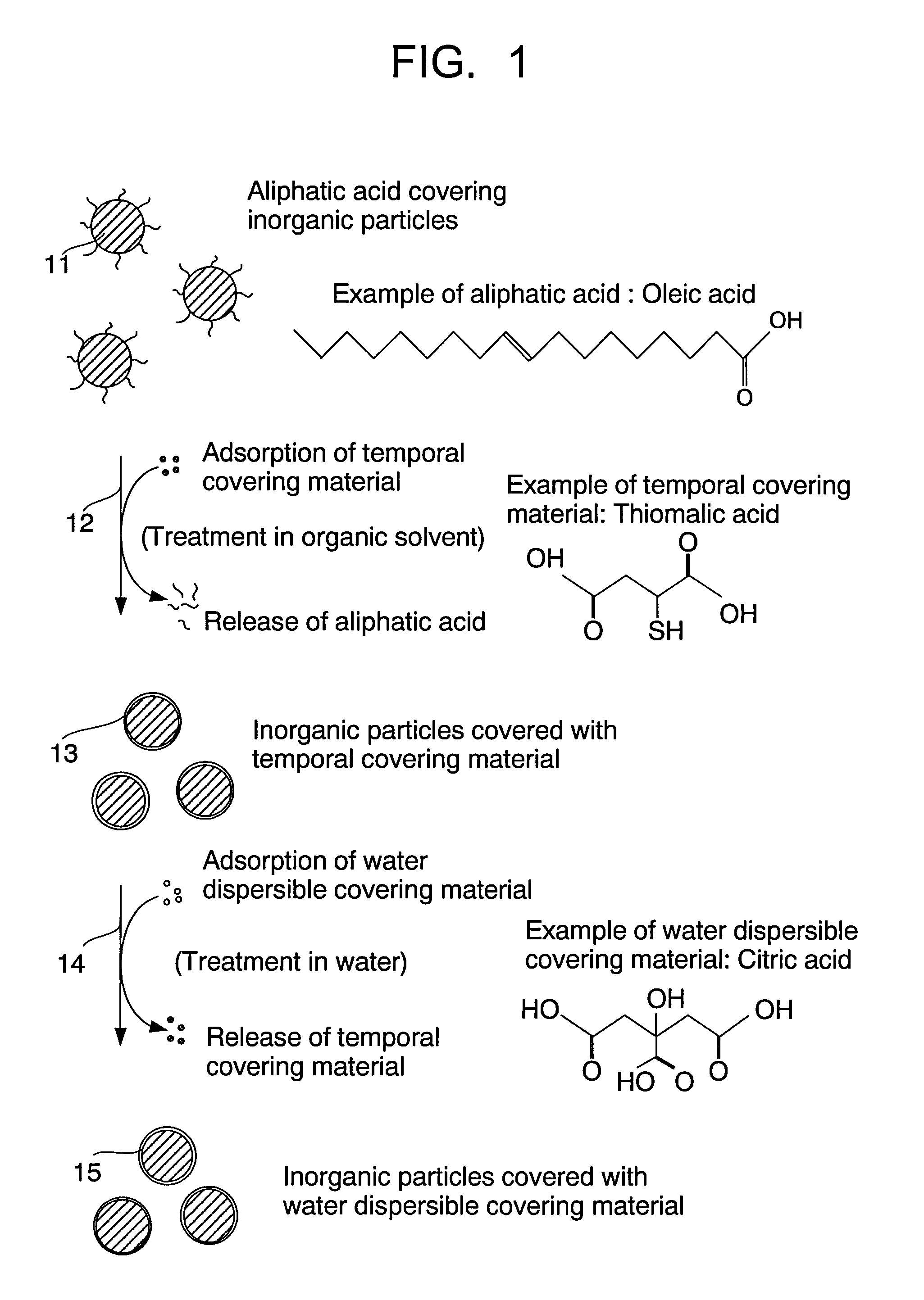 Process for production of surface-coated inorganic particles