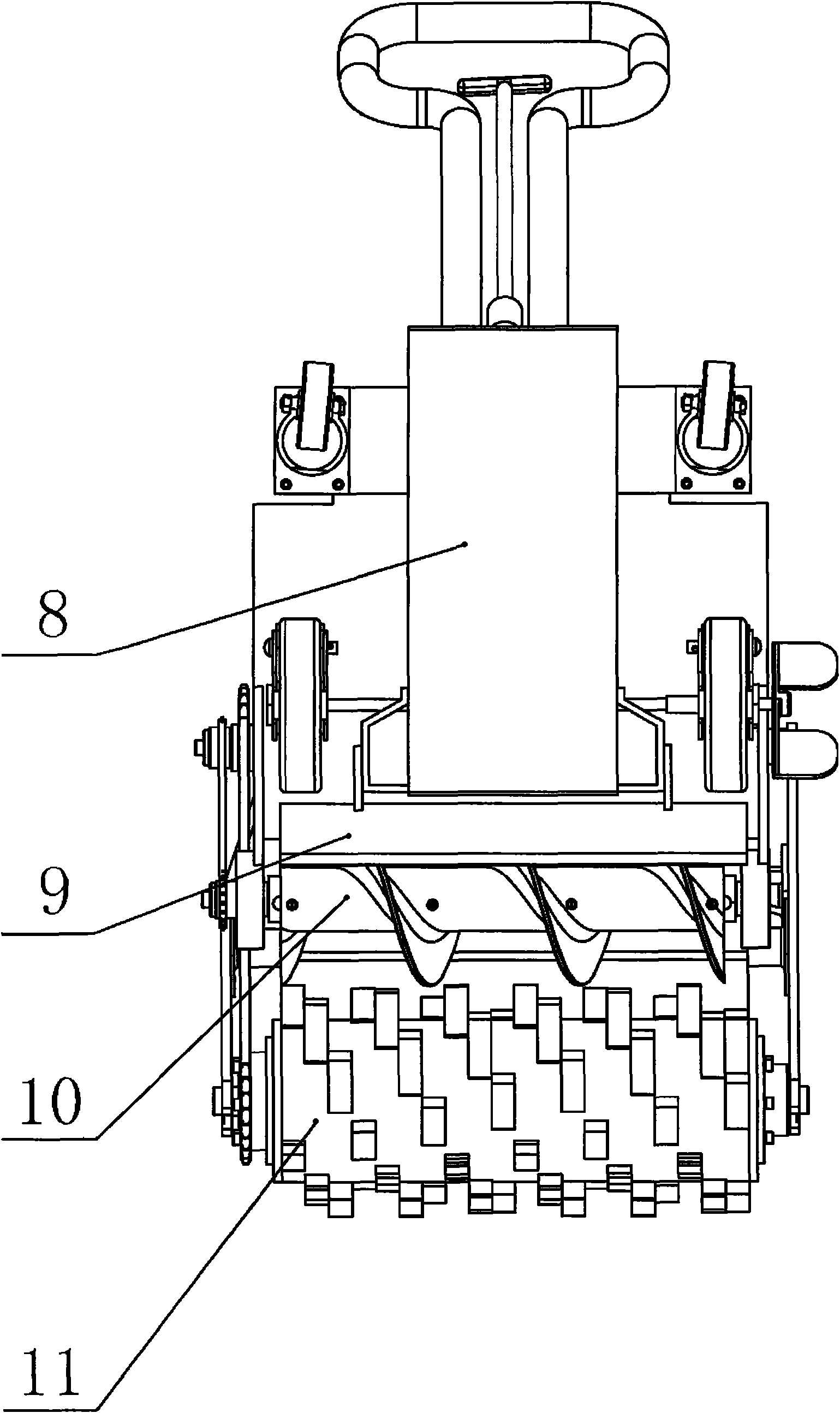 Hand-pushed self-adapting deicing snow sweeper