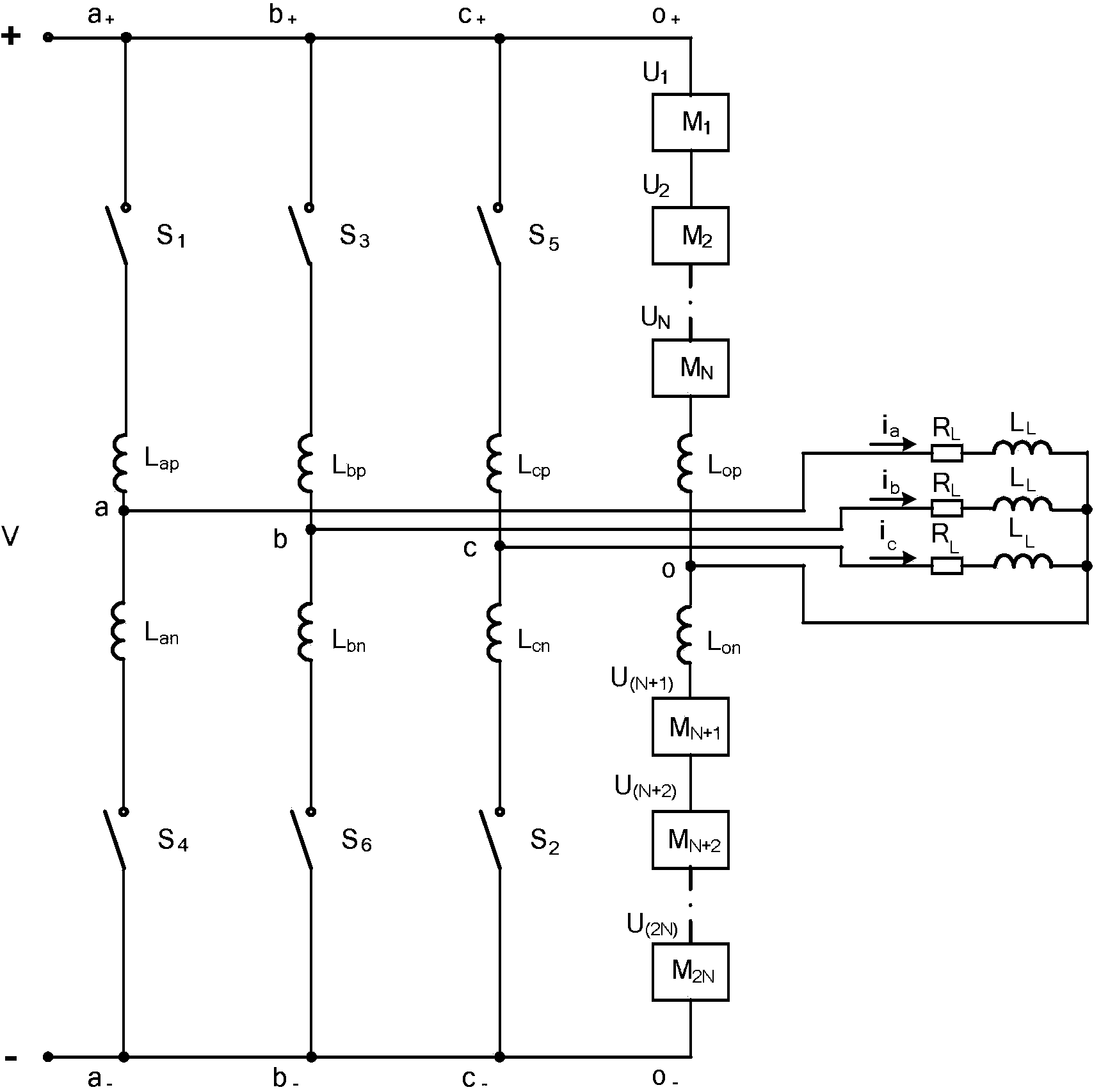 SiC high-voltage switch and silicon IGBT mixed type three-phase four-wire high-voltage converter