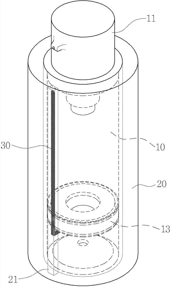 Airless cosmetic container comprising remaining amount indication means