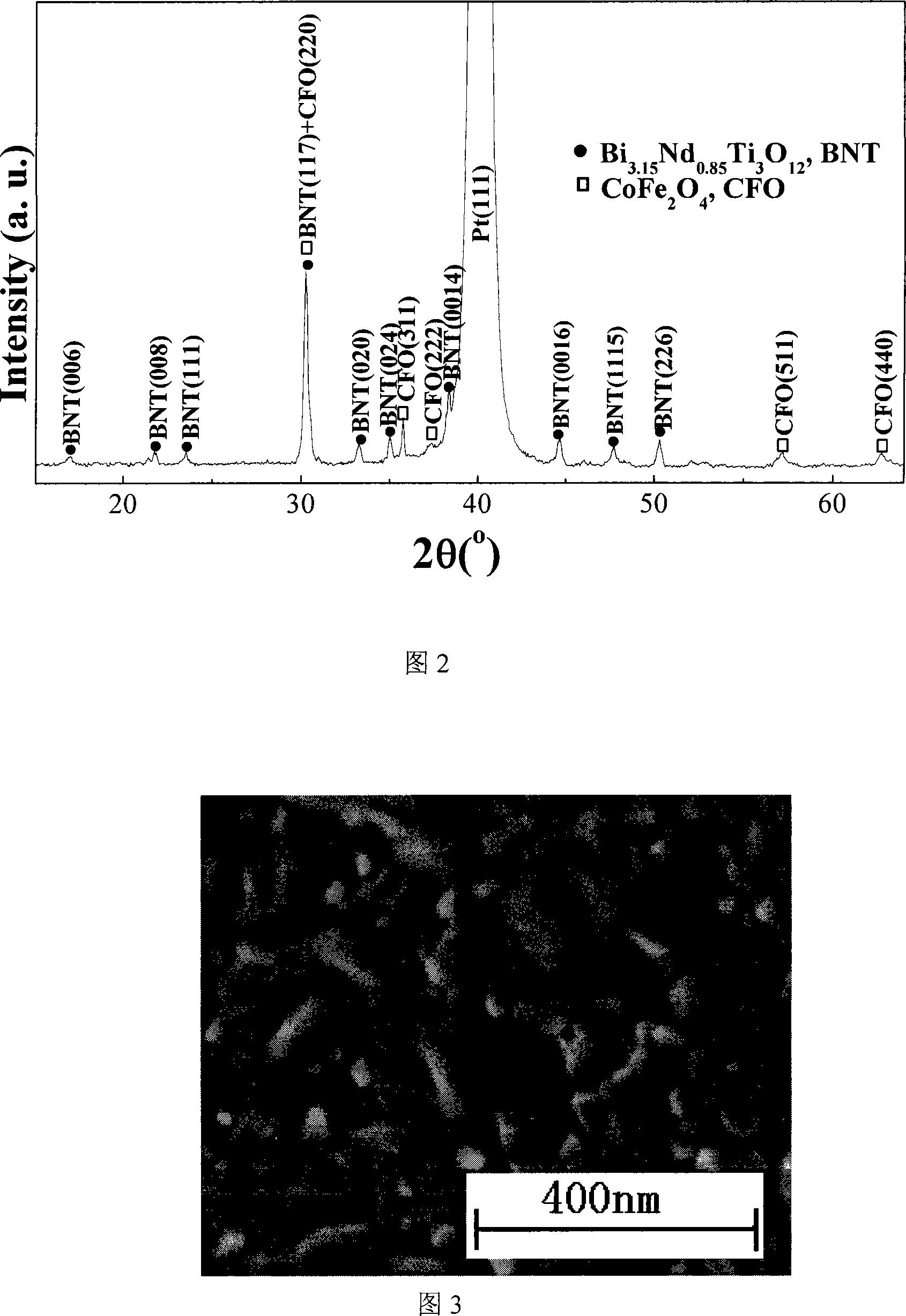 La rear earth ion doped-bismuth titanate spinel ferrite ferroelectric ferromagnetic composite film and its preparation method