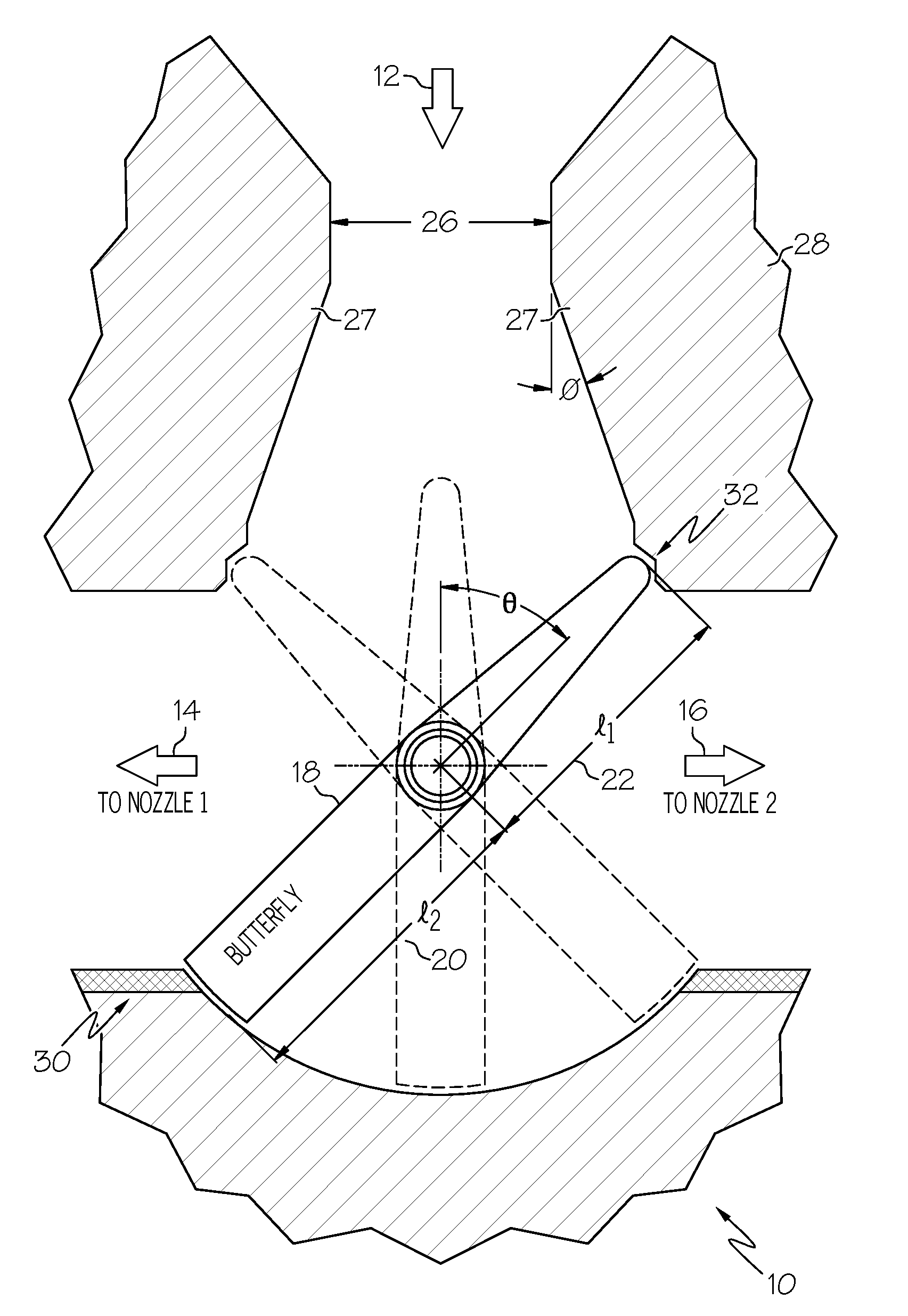 Force balanced butterfly proportional hot gas valve