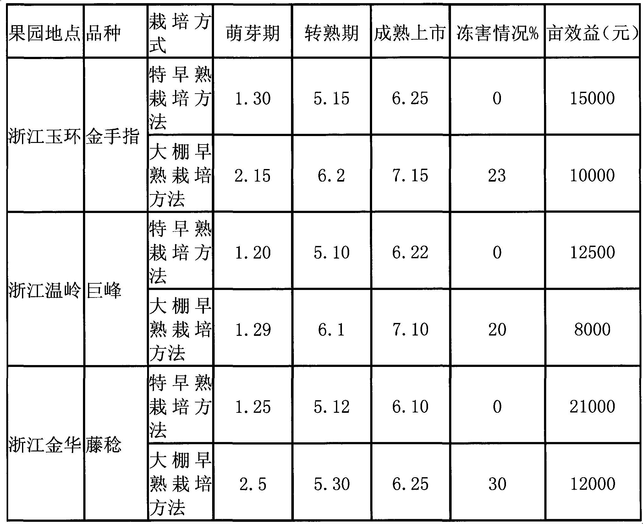 Middle-early grape culturing method for ensuring extremely early maturity, high quality and disaster avoidance