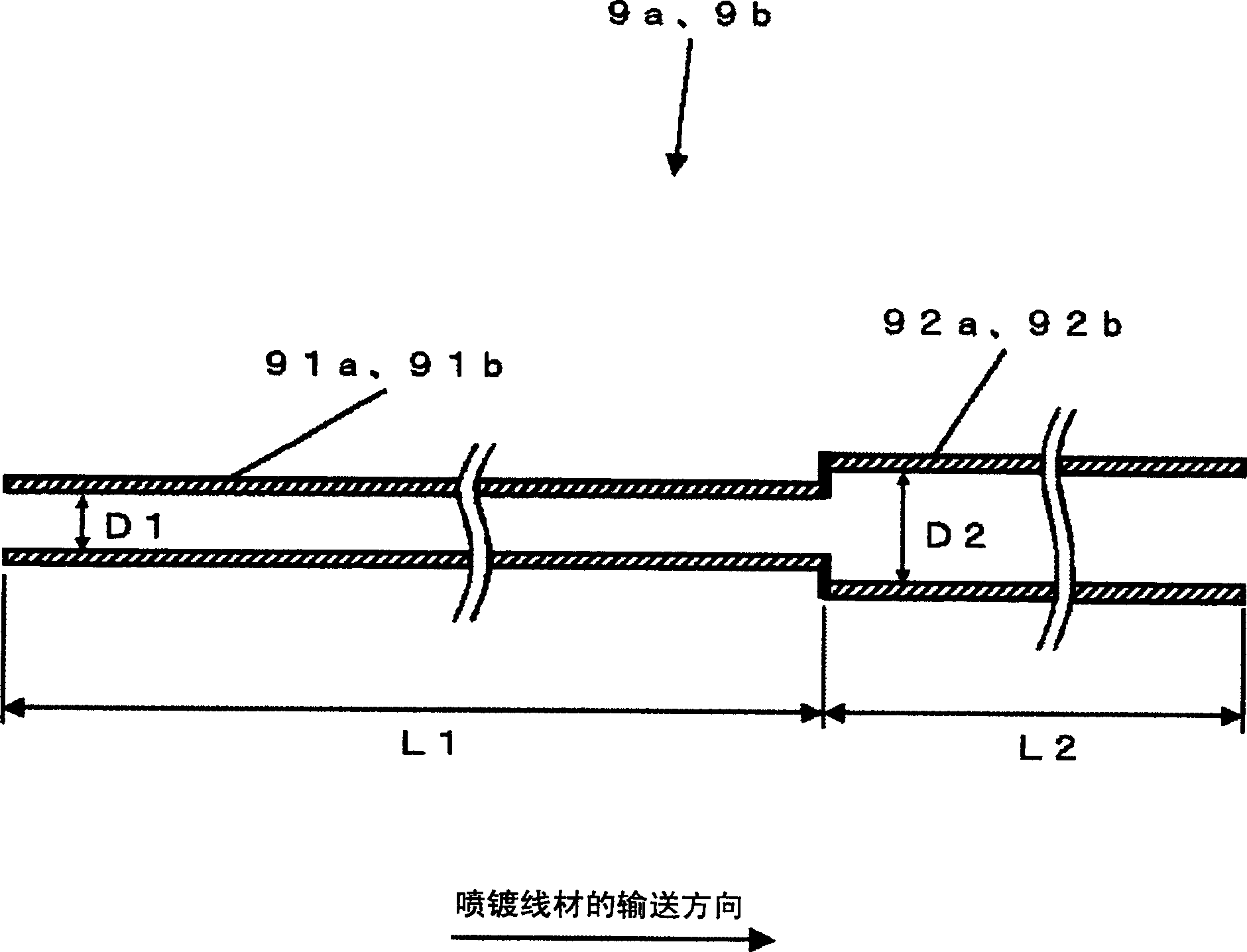 The electric arc spraying device