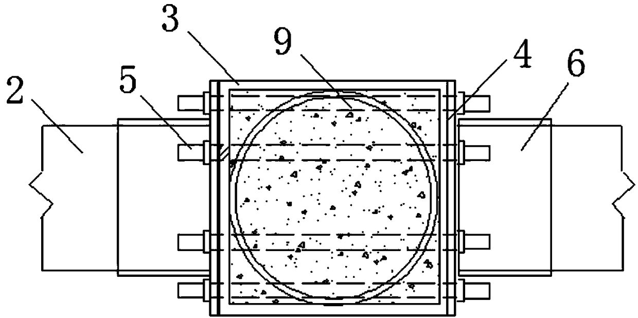 Connection joint structure for circular concrete filled steel tubular column and reinforced concrete beam and construction method thereof