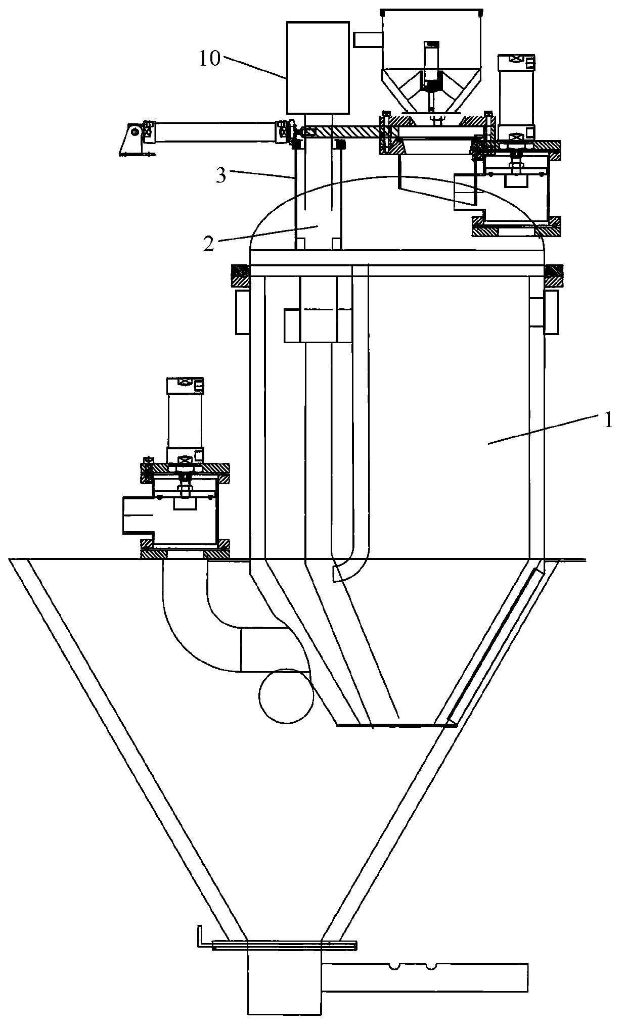 Discharge device of vacuum drying device