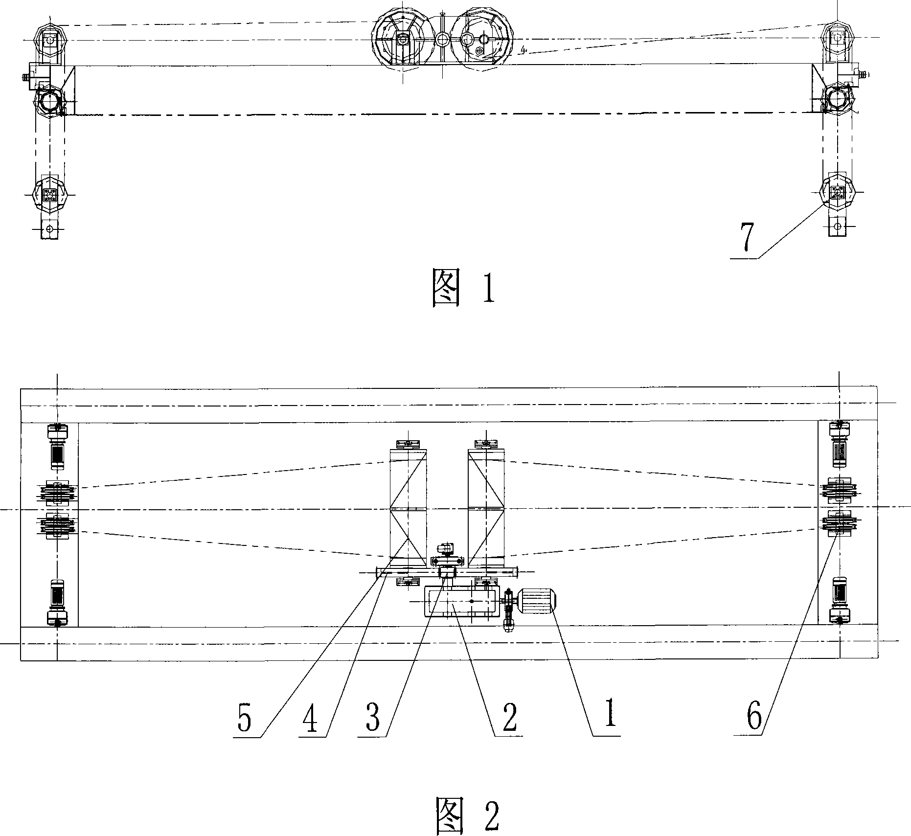 Double-hanging point headstock gear of large span shutter