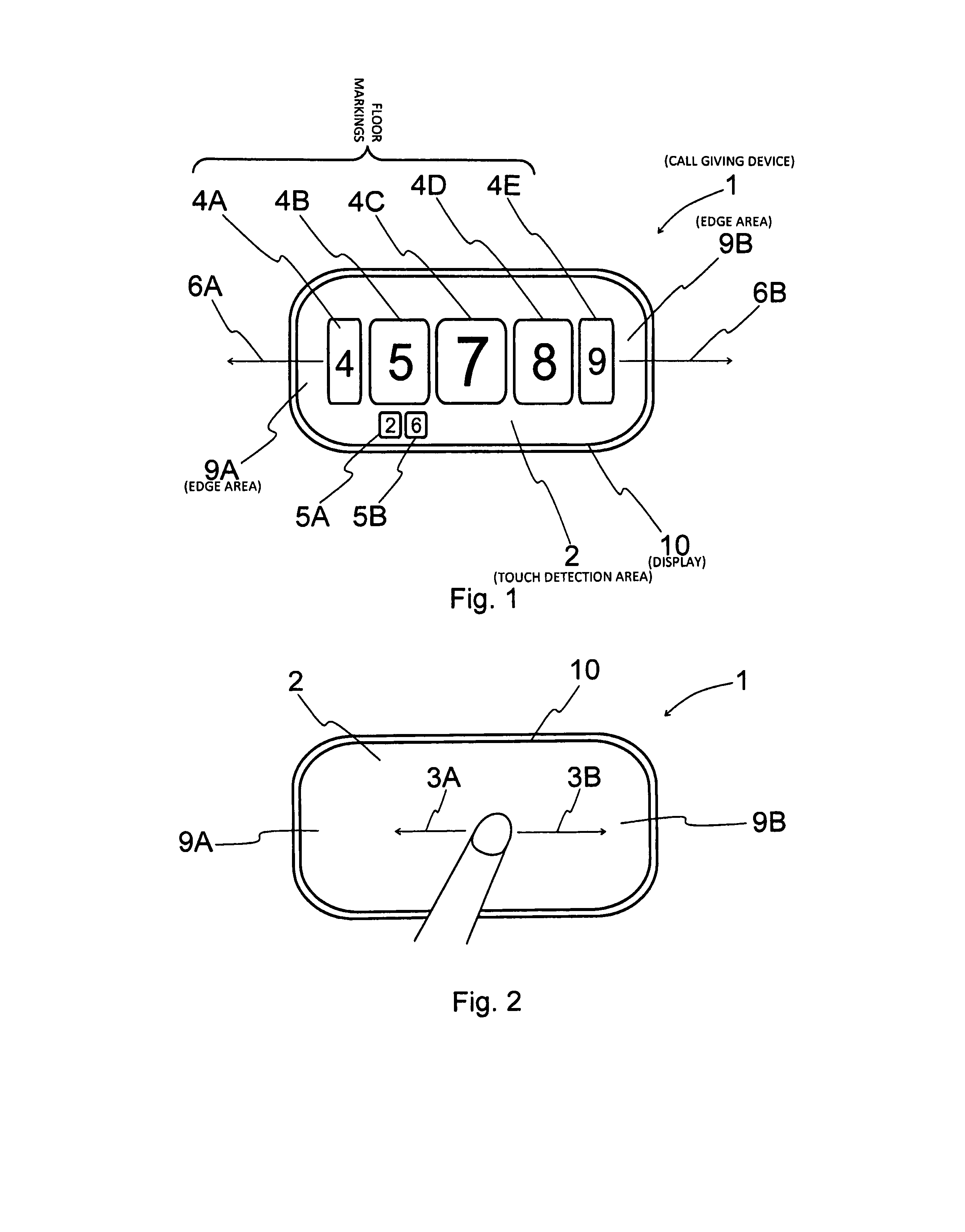 Touch screen call-giving device and method for giving elevator call