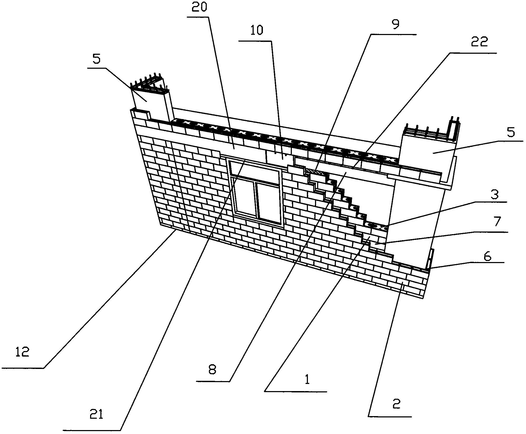 Semi-outer coverage building type cast-in-place composite wall inorganic fire-proof self-insulation system