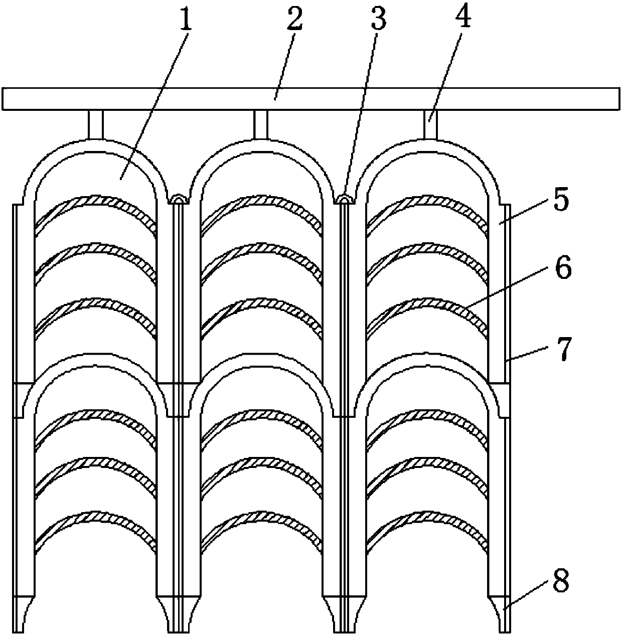 Arched slope device for preventing water and soil loss