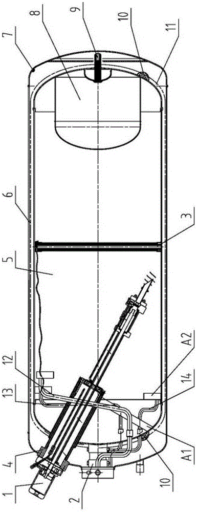 Liquefied natural gas cylinder for vehicle and heavy-duty truck using liquefied natural gas cylinder for vehicle