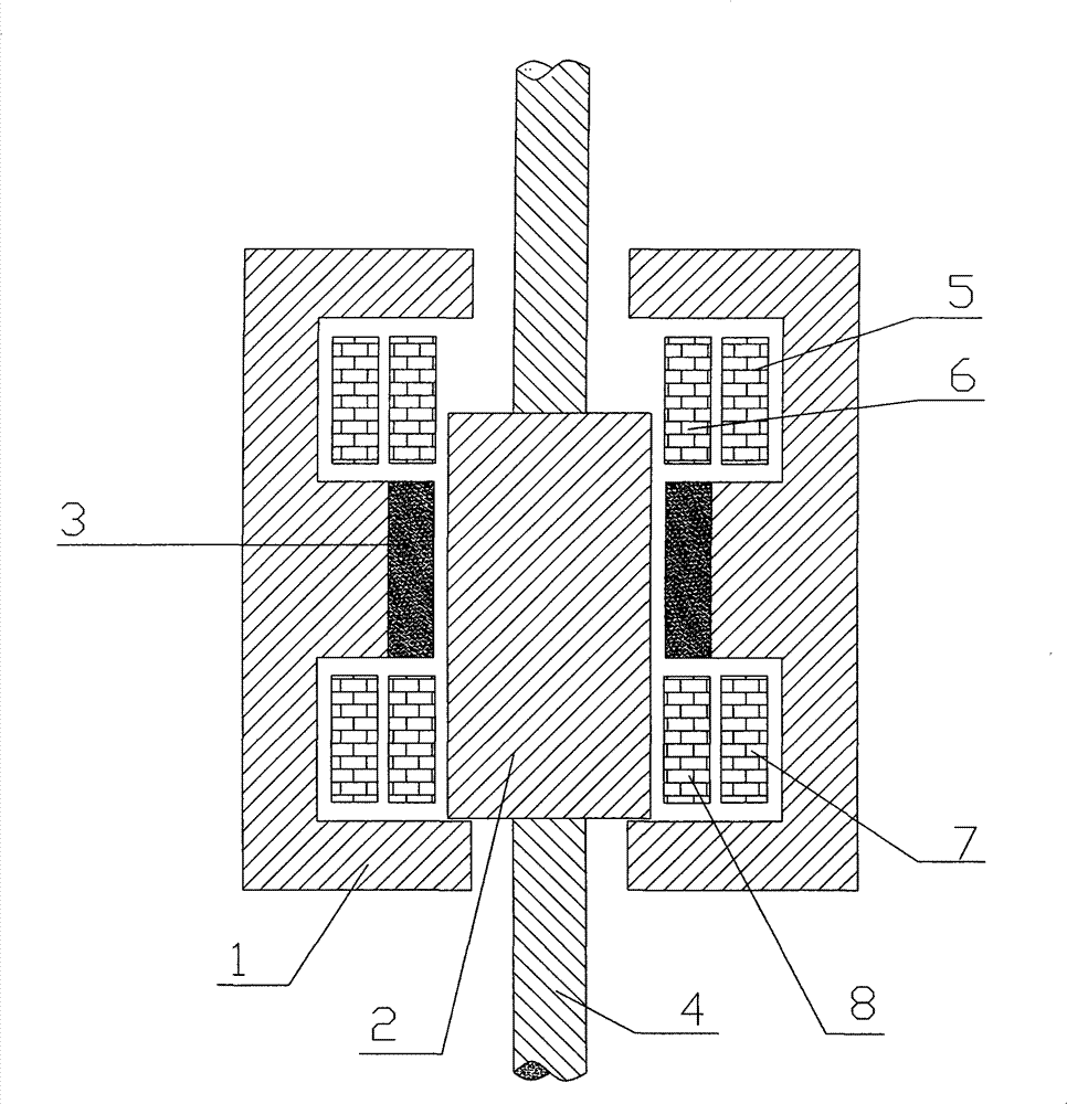 Bistable permanent-magnet operating mechanism dispersedly exciting on two sides of brake opening and closing working air gaps