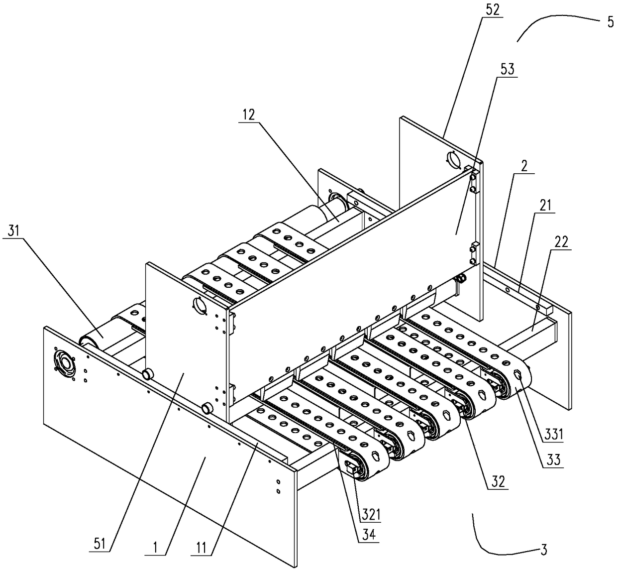 Paper conveying equipment with air suction mechanism moving along with baffle at paperboard discharge position