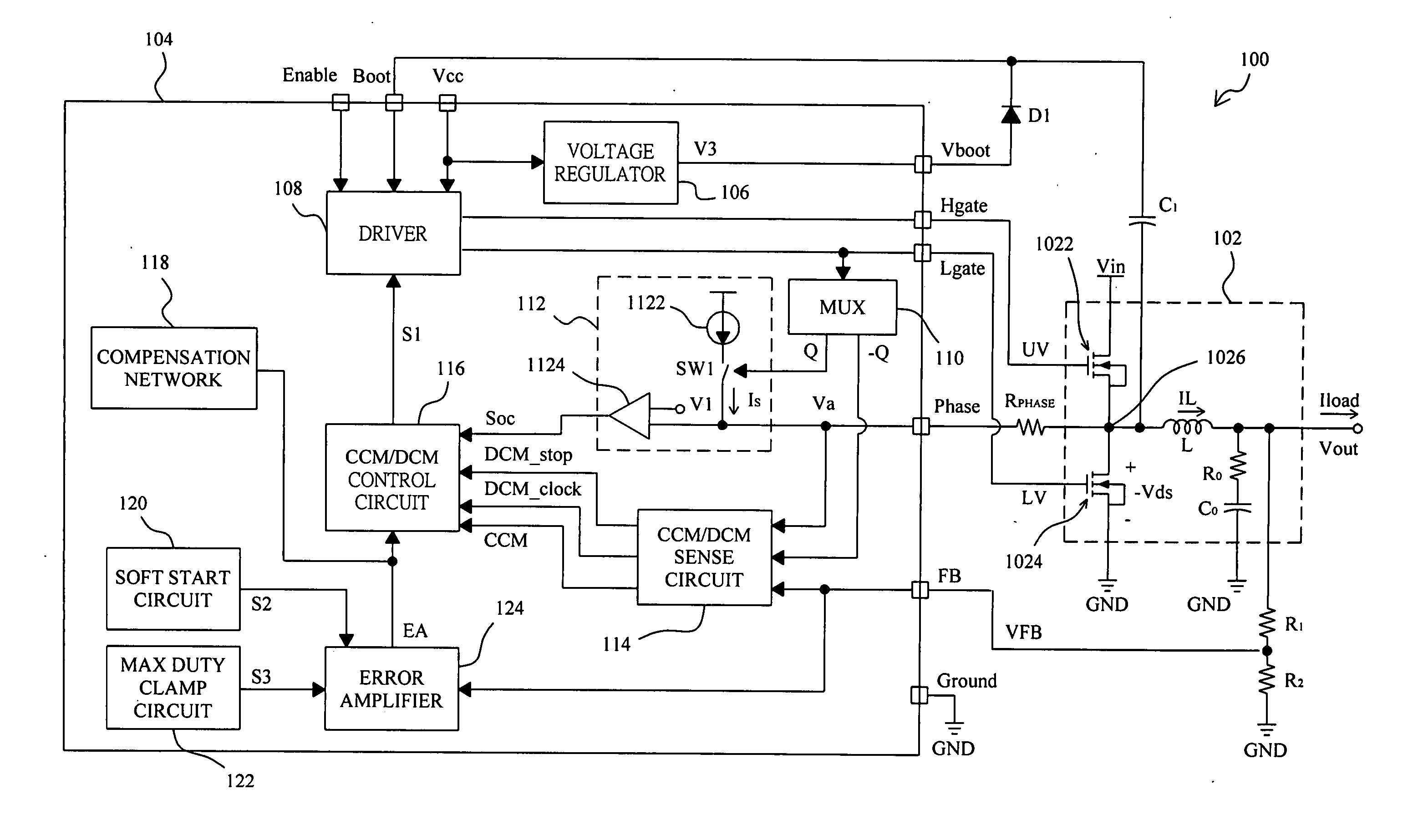 Controller in a voltage mode buck converter for implementing a mode-switch function and an over-current protection by a multifunction pin and method thereof