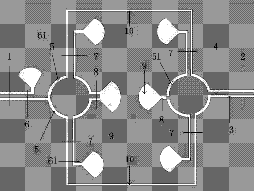 Coplanar waveguide/slot line type based mini change detector for dielectric property of fluid