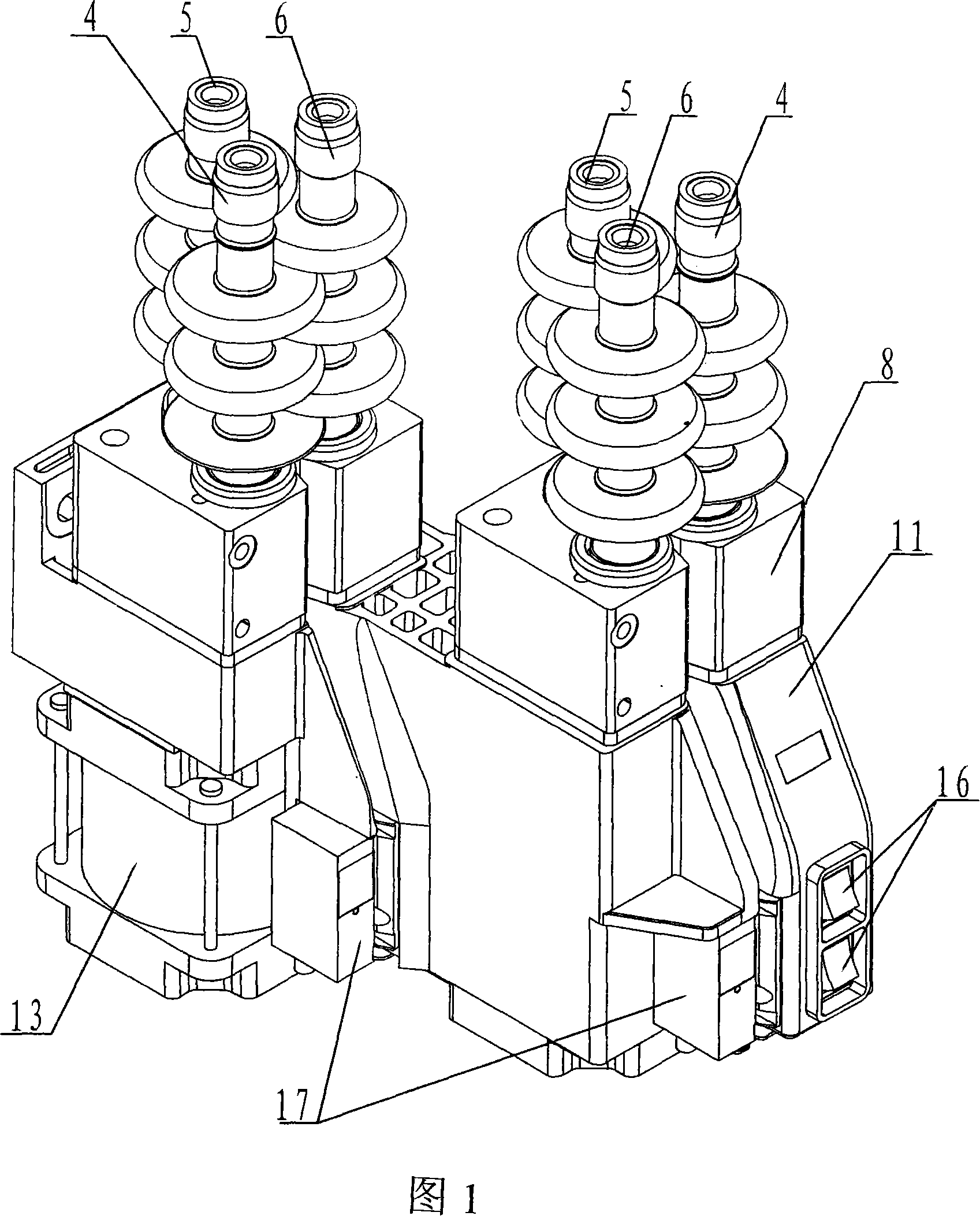 Composite double ingot set false twisting device of false-twist texturing machine