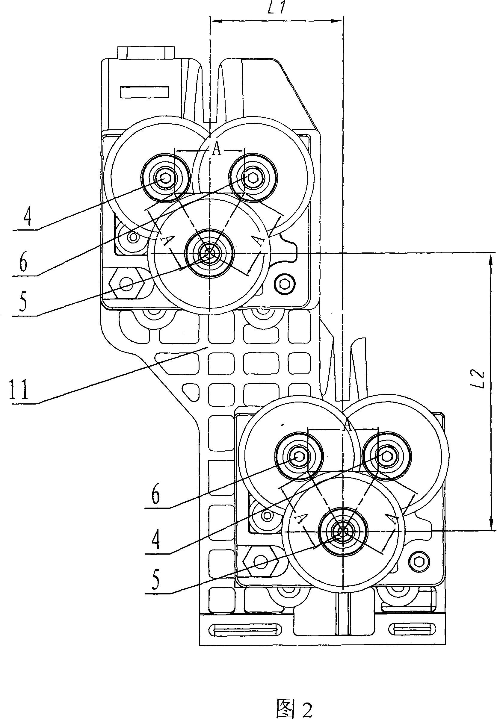 Composite double ingot set false twisting device of false-twist texturing machine