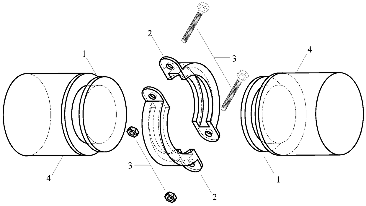 A snap-ring flange connection device for assembled inner support of foundation pit