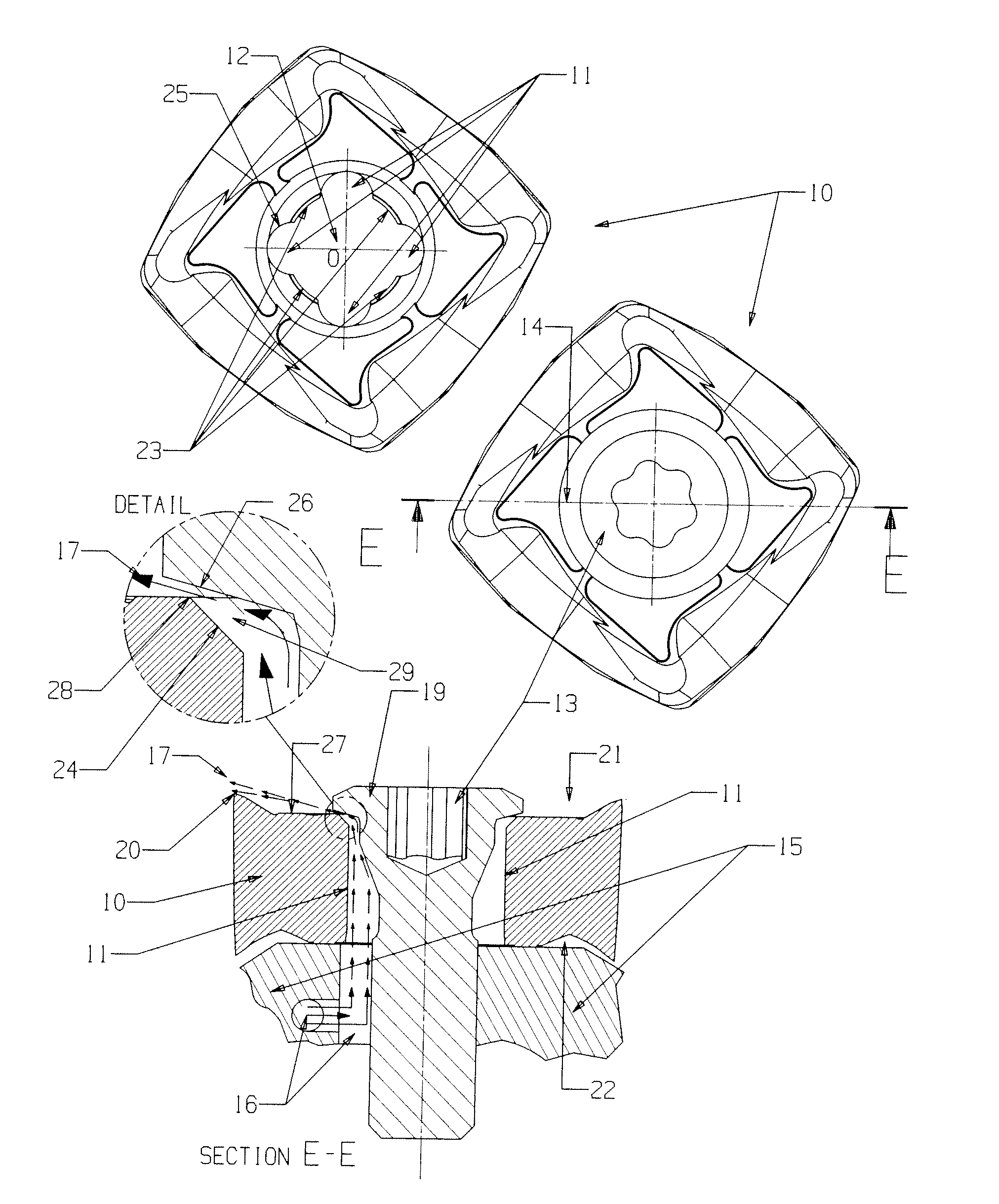 Cutting tools and cutting inserts including internal cooling