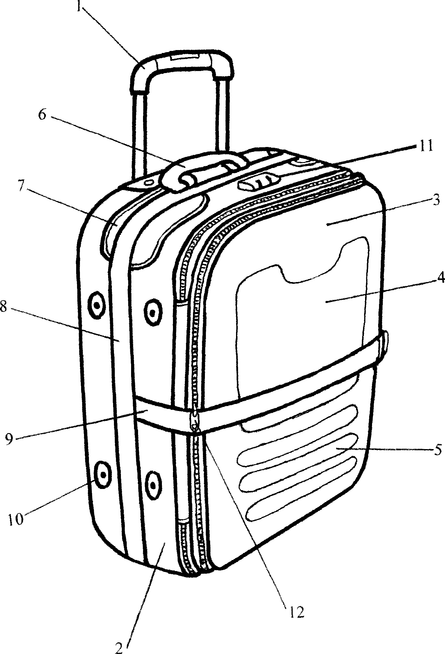 Draw bar box with four wheels and armbraces