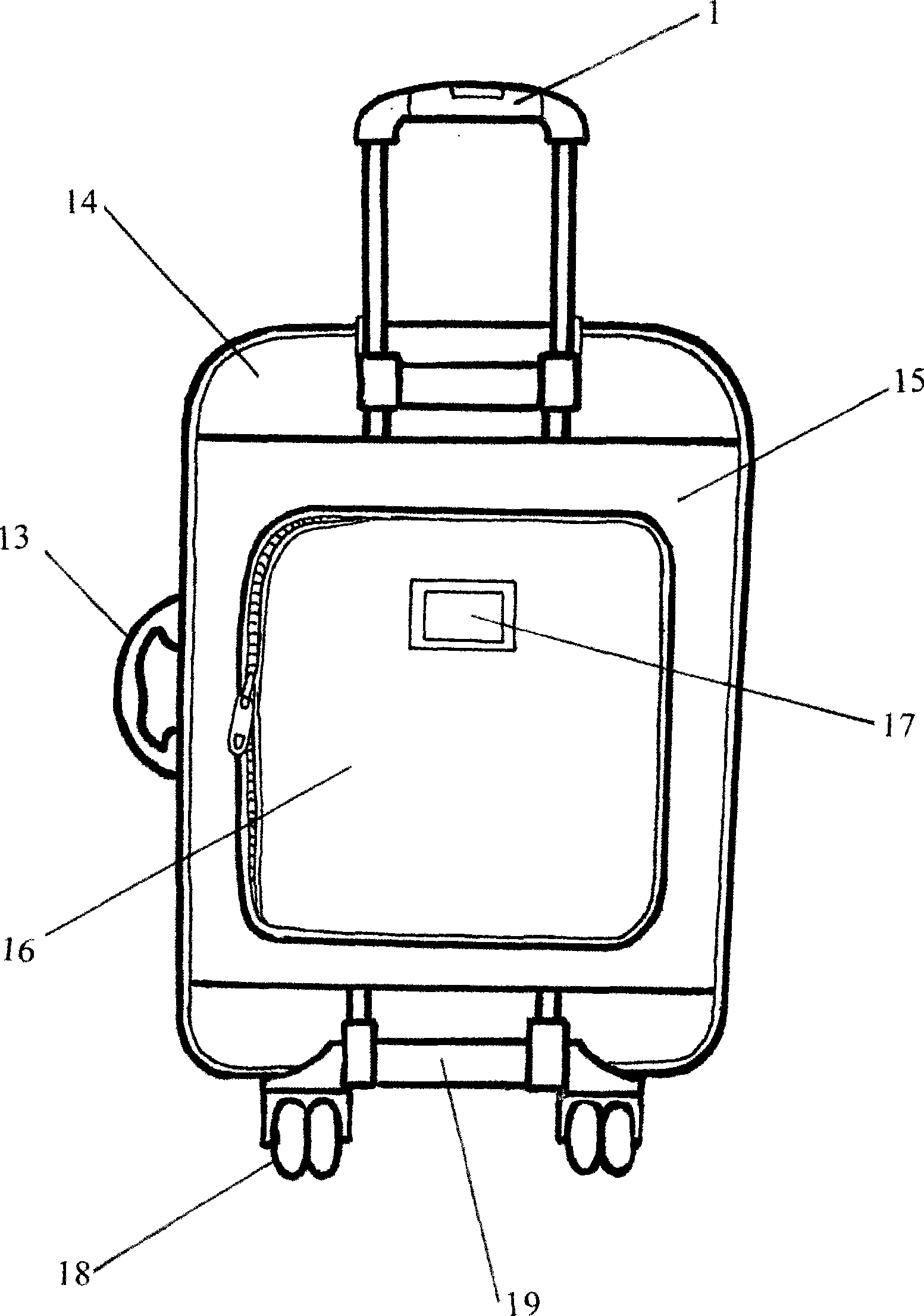 Draw bar box with four wheels and armbraces